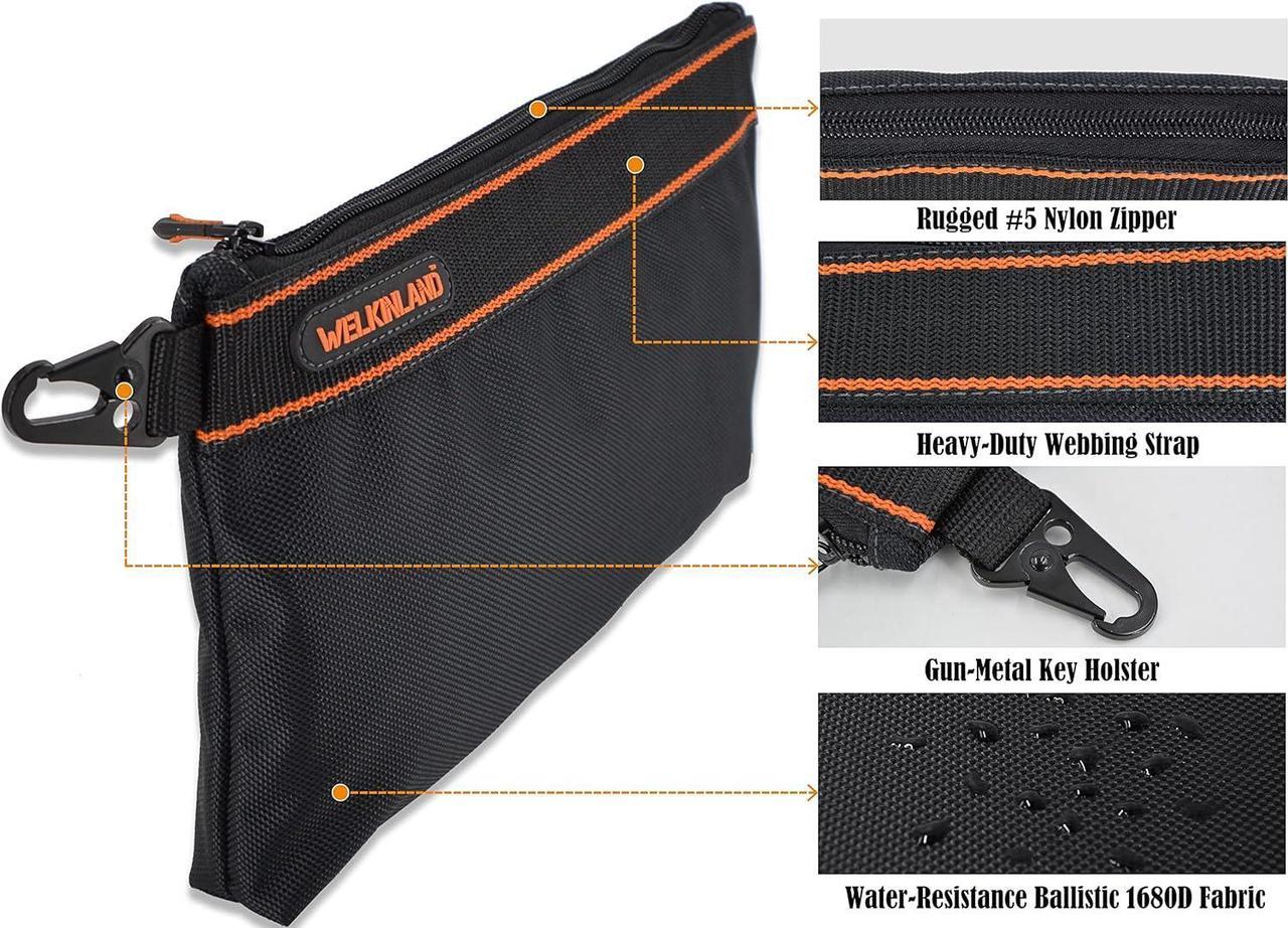 Alt view image 7 of 7 - 4-Packs Small Tool Pouch, Heavy-Duty Tool Pouch, Electrician Tool Pouch, Tool Pouches w/Clip, Electricians Tool Pouch, Tool Pouch Bag, Small Tool Bag, Tool Bag Small, Zippered Tool Bags and Pouches