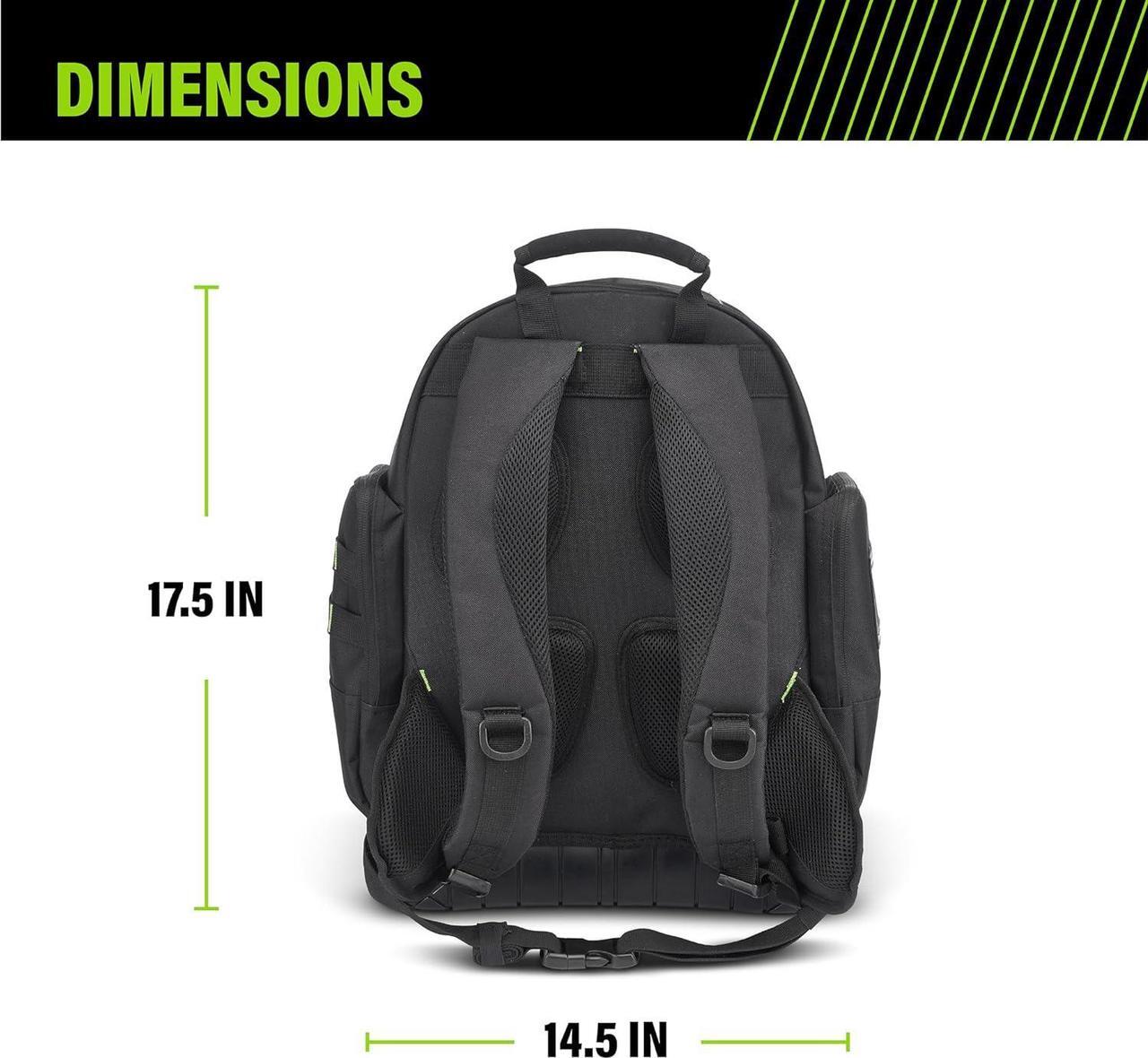 Alt view image 4 of 7 - AWP Extreme Tool Backpack, Heavy-Duty Tool Bag with Padded Shoulder, Back, and Waist Straps, Water-Resistant Construction Black