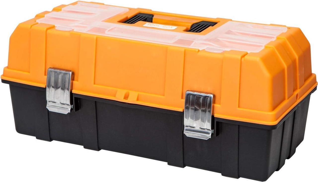 Alt view image 7 of 7 - Torin 17-Inch Plastic Tool Box,3-Tiers Multi-Function Storage Portable Toolbox Organizer, Black/Orange ATRJH-3430T