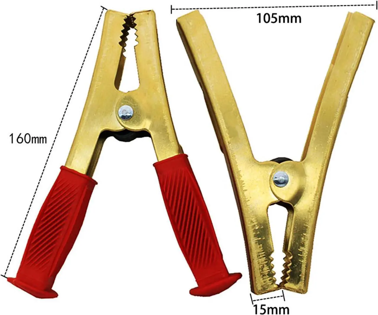Alt view image 5 of 7 - Jumper Cable Battery Clamps Crocodile Clamp Pure Copper 100A/800A/1500A Car Battery Charger Clamps Power Replacement Battery Alligator Clips Jumper Cables Clamp Welding machine clamp (large 500-1500A)