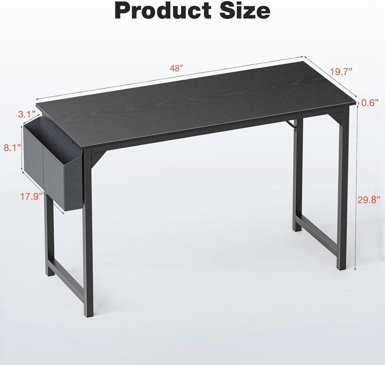 Alt view image 3 of 7 - OLIXIS Computer Small Desk 48 Inch Home Office Writing Study Work Storage Bag Headphone Hooks Simple Modern Wood Kids Student Table