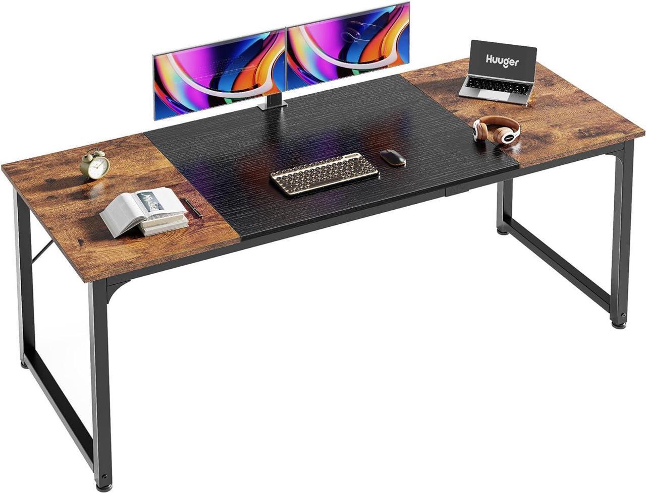 Main image of Huuger Computer Desk, 63 Inch Office Desk, Gaming Desk with Storage, Writing Desk Work Desk for Home Office, Study, Modern Simple Desk, Large Legroom, Metal Frame, Rustic Brown and Black