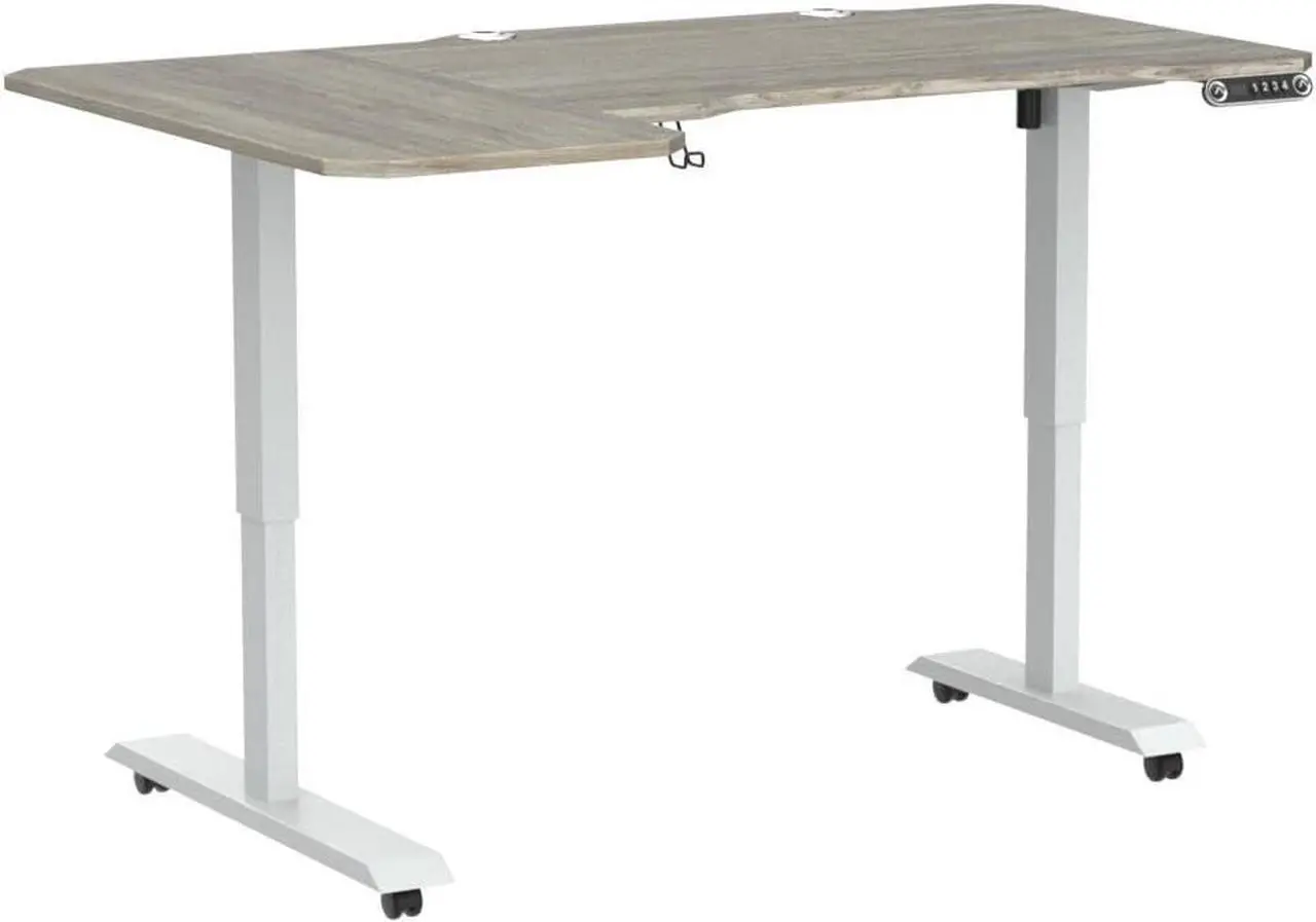 Alt view image 5 of 7 - Jceet Adjustable Height L-Shaped 59 Inch Electric Standing Desk - Sit Stand Computer Desk, Stand Up Desk Table for Home Office, White Frame and Oak Top