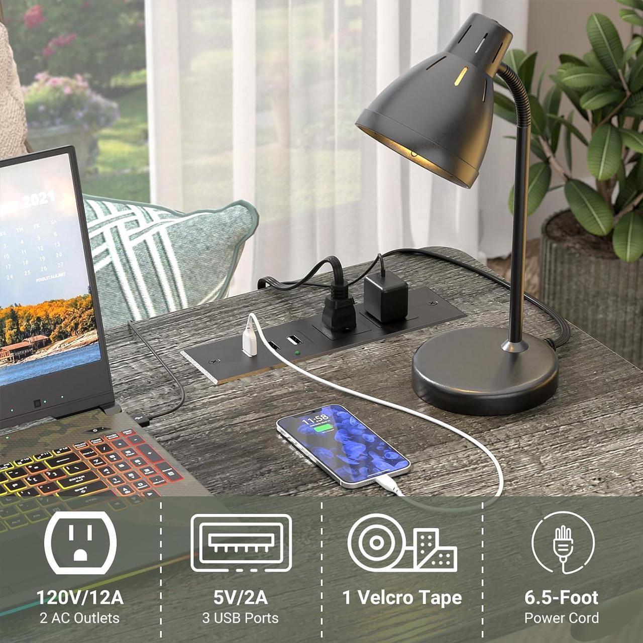 Alt view image 4 of 7 - 32" Height Adjustable Standing Desk with Power Outlets - Manual Rolling Stand Up Desk with Wheels Small Portable Computer Desk Mobile Laptop Table with Storage Shelves for Home Office, Grey Oak
