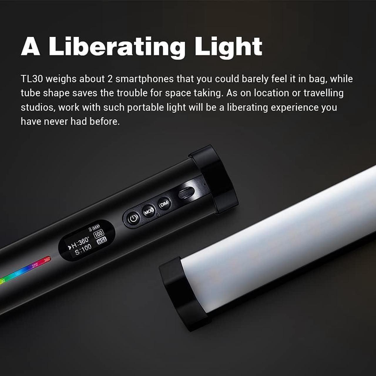 Alt view image 2 of 7 - Godox TL30 RGB Tube Light LED Light 8W 2700K-6500K Built-in Lithium Battery Smartphone APP Control (Single Lamp) (Godox TL30)