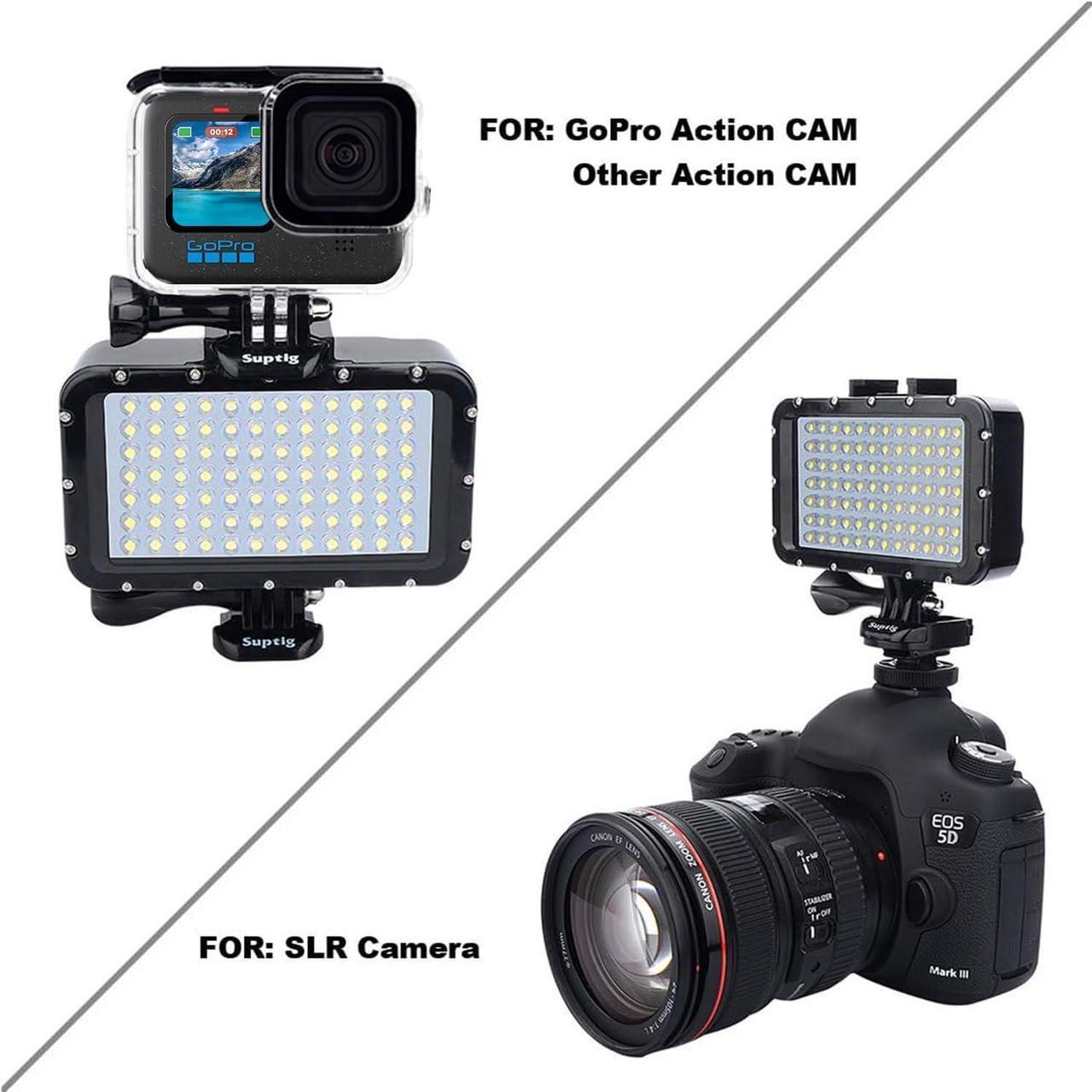 Alt view image 2 of 5 - Suptig Underwater Lights Dive Light 84 LED High Power Dimmable Waterproof LED Video Light Waterproof 164ft(50m) for Gopro Canon Nikon Pentax Panasonic Sony Samsung SLR Cameras Black