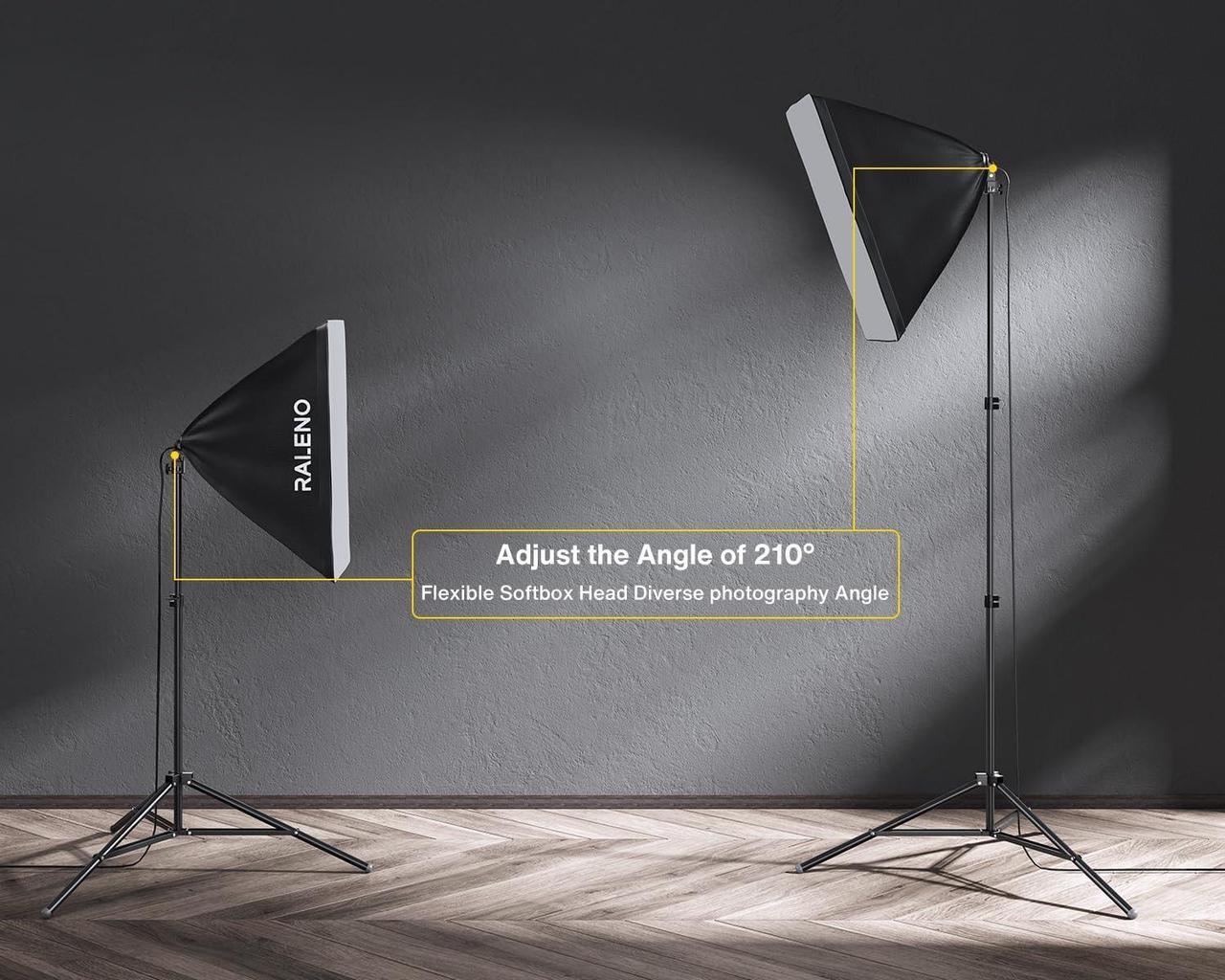Alt view image 3 of 7 - Photography Lighting Kit, 8.5 x 10 ft Backdrop Stands with Green Screen, Softbox and Umbrella with 5500 K, 97CRI, LED Bulbs, 3 Color Backdrops for Photo Studio Equipment, Portrait Product Shoot