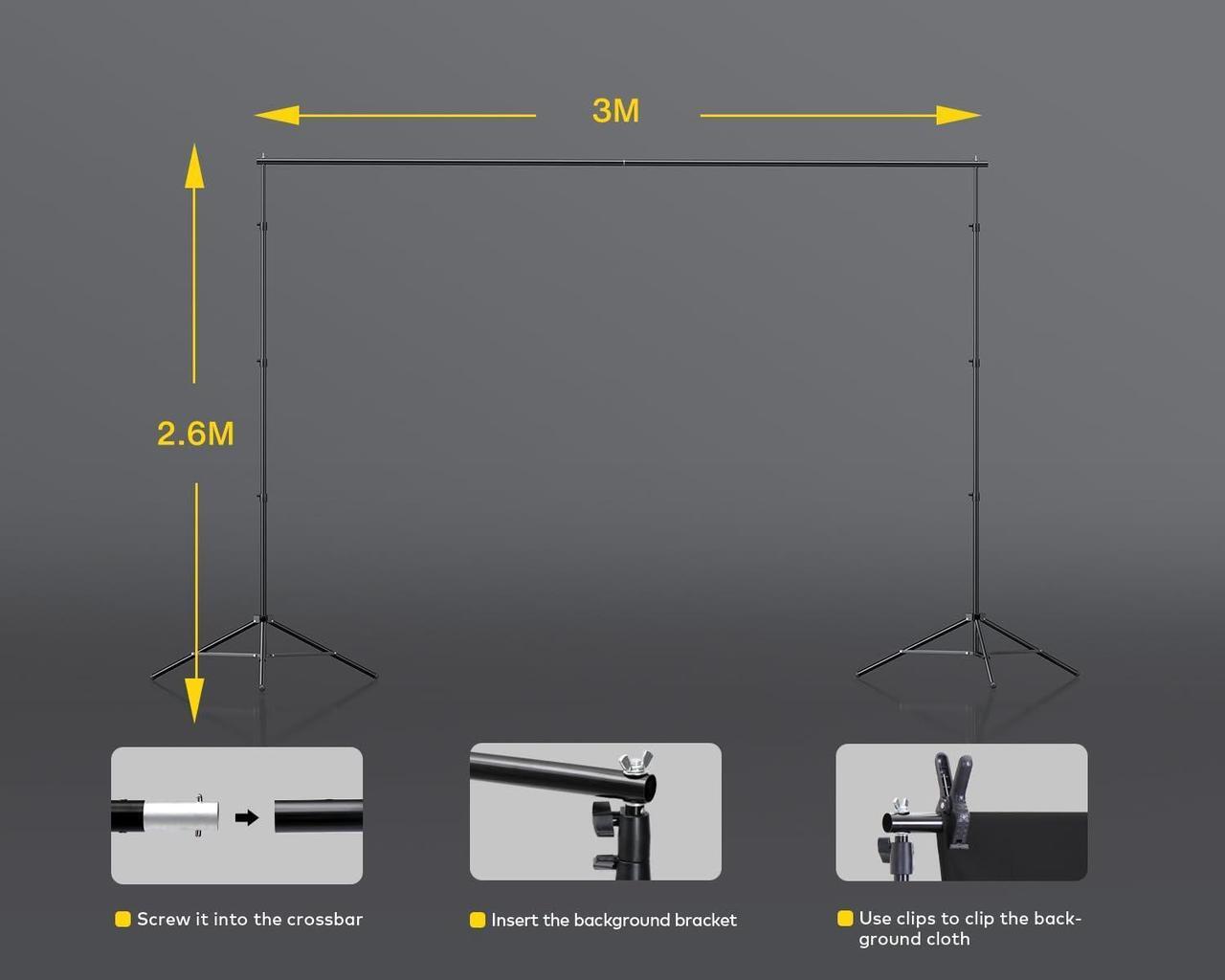 Alt view image 5 of 7 - Photography Lighting Kit, 8.5 x 10 ft Backdrop Stands with Green Screen, Softbox and Umbrella with 5500 K, 97CRI, LED Bulbs, 3 Color Backdrops for Photo Studio Equipment, Portrait Product Shoot
