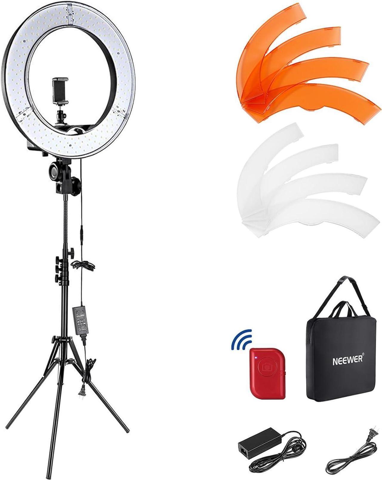 Main image of NEEWER Ring Light 18inch Kit: 55W 5600K Professional LED with Stand and Phone Holder, Soft Tube & Bag for Tattoo Lash Extension Barber Makeup Artist Studio Video Photography Lighting, RL-18