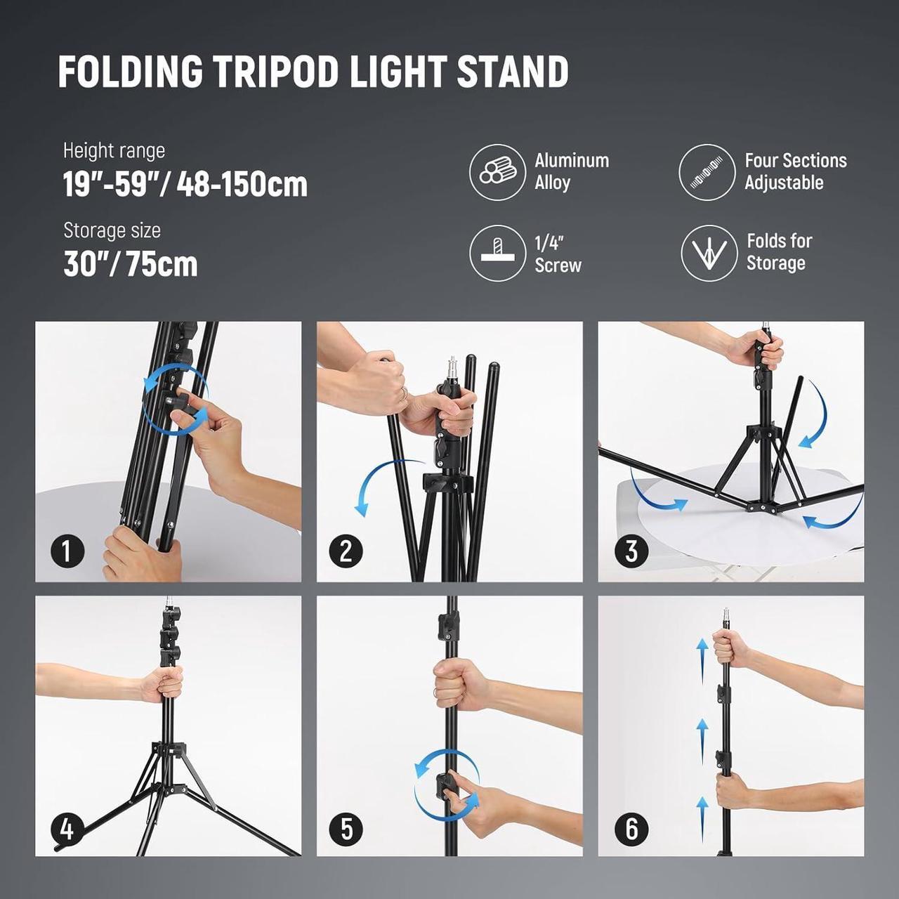 Alt view image 7 of 7 - NEEWER Ring Light 18inch Kit: 55W 5600K Professional LED with Stand and Phone Holder, Soft Tube & Bag for Tattoo Lash Extension Barber Makeup Artist Studio Video Photography Lighting, RL-18