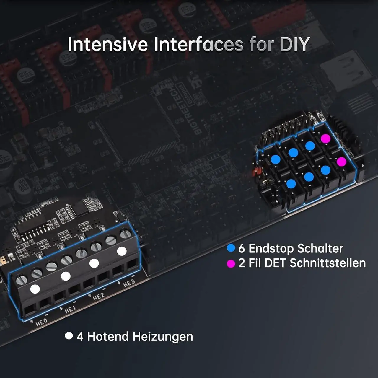Alt view image 5 of 6 - BIGTREETECH Direct Octopus V1.1 Control Board 32Bit Silent Motherboard Support 8 Axis TMC2209 Stepper Motor Driver Compatible btt pi v1.2 to Running Klipper/Marlin for Voron 2.4 CoreXY 3D Printer