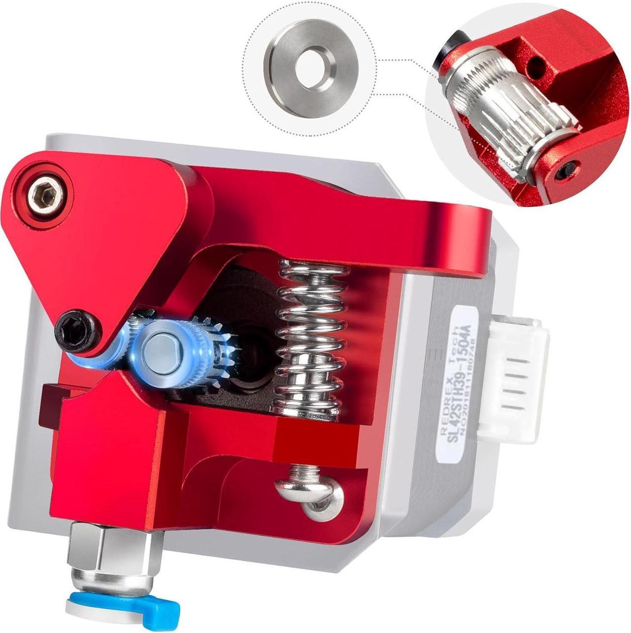 Main image of Redrex Dual Gear Ender 3 Extruder with Two Washers Metal Drive Feeder Upgrade Kit Compatible with Creality Ender 3 V2 Pro,Ender 3 Neo Series,CR10 3D Printer TPU Filament Supported(Motor Shaft>21.5mm)