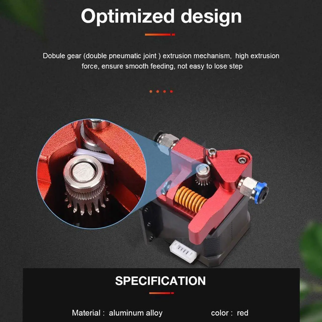 Alt view image 4 of 7 - Bigtreetech Upgrade Dual Gear Extruder, Double Gear MK8 Extruder 3D Printer Dual Driver Stock Feeder All Metal 1.75mm Filament Extruder Kit for CR-10S Pro/CR-10/ Ender 3 V2/Ender 3/Ender 3 Pro Series