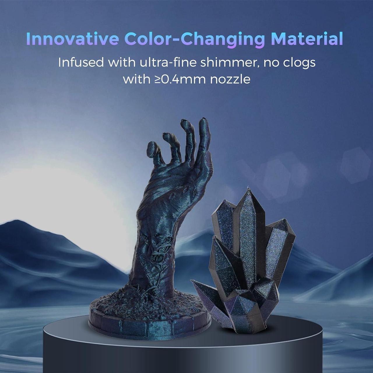 Alt view image 4 of 7 - FLASHFORGE PLA Filament 1.75mm +/- 0.02mm Burnt Titanium, Color Changeable 3D Printer Filament 1kg (2.2lbs), Chameleon Changing Colors with Light, Perfectly Hide The Layer Line