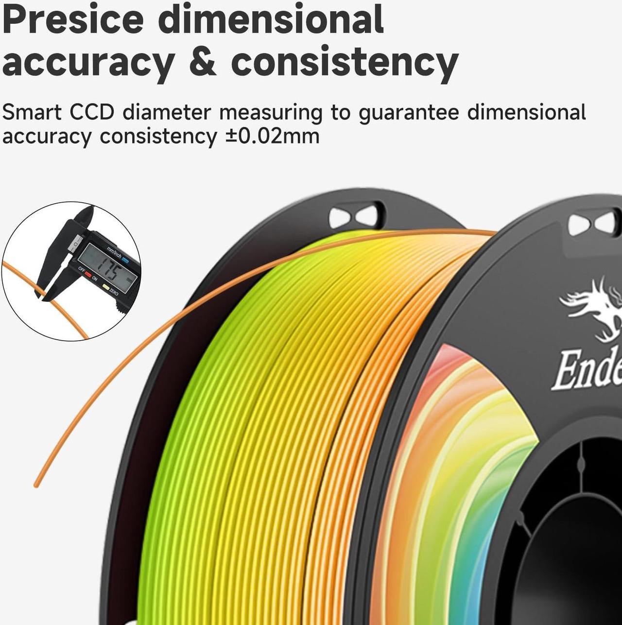 Alt view image 2 of 7 - Official Creality PLA Filament Pro Rainbow, 1.75mm 3D Printer Filament, Ender PLA + (Plus) Printing Filament, 1kg Spool (2.2lbs), Dimensional Accuracy ±0.02mm. Fit Most 3D Printers