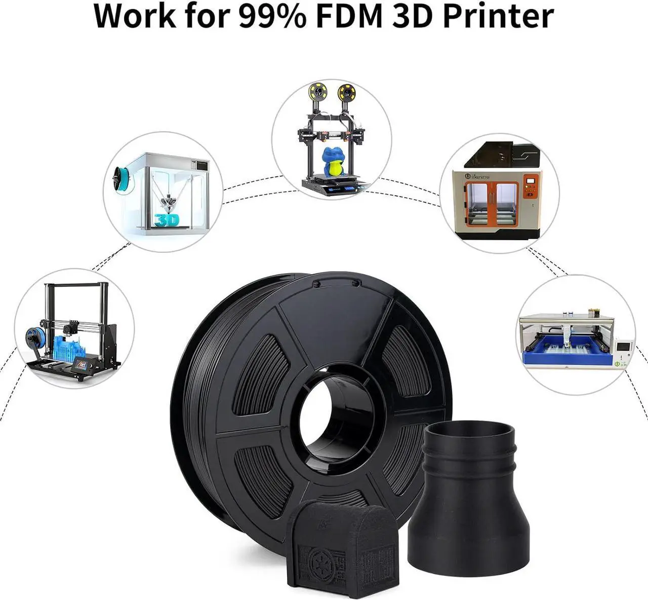 Alt view image 7 of 7 - Carbon Fiber ABS Filament 1.75mm, High-Strength, Heat-Resistant & Lightweight ABS-CF 3D Printer Filament, Strong Carbon Fiber Filament ABS Filament 1kg (2.2lbs) Spool, Black