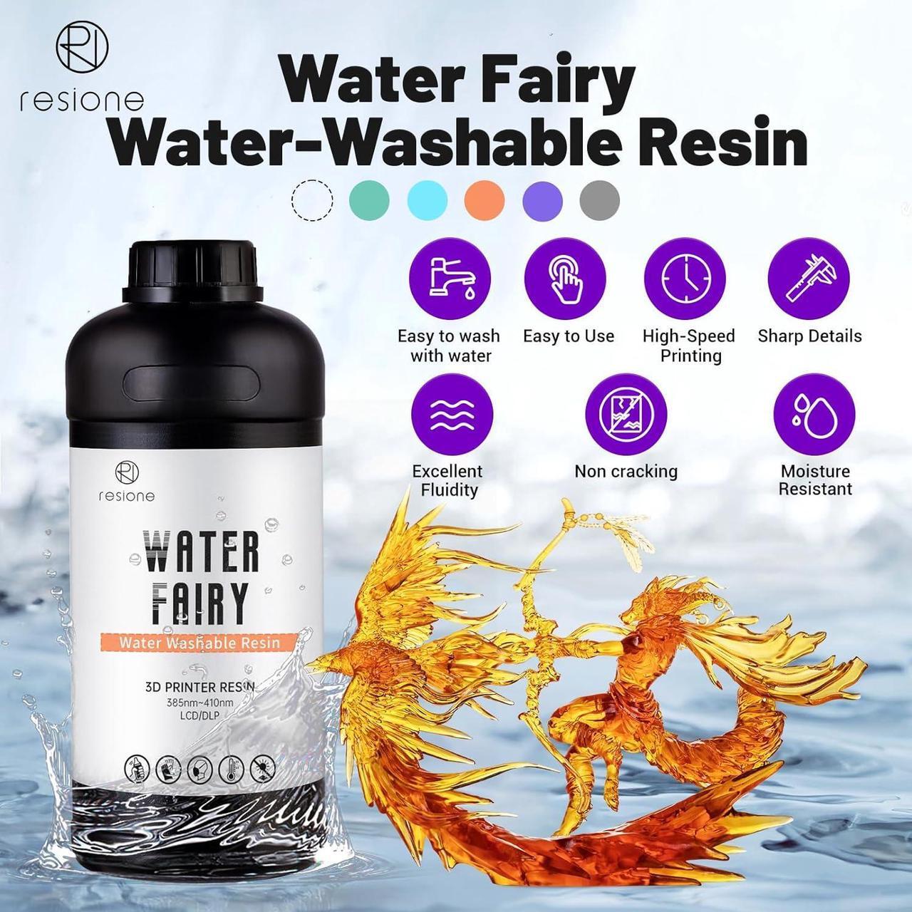 Alt view image 2 of 7 - RESIONE 3D Printer Resin, Water Fairy Water-Washable Resin with High-Speed Printing Excellent Fluidity and Almost Odorless Printing Resin