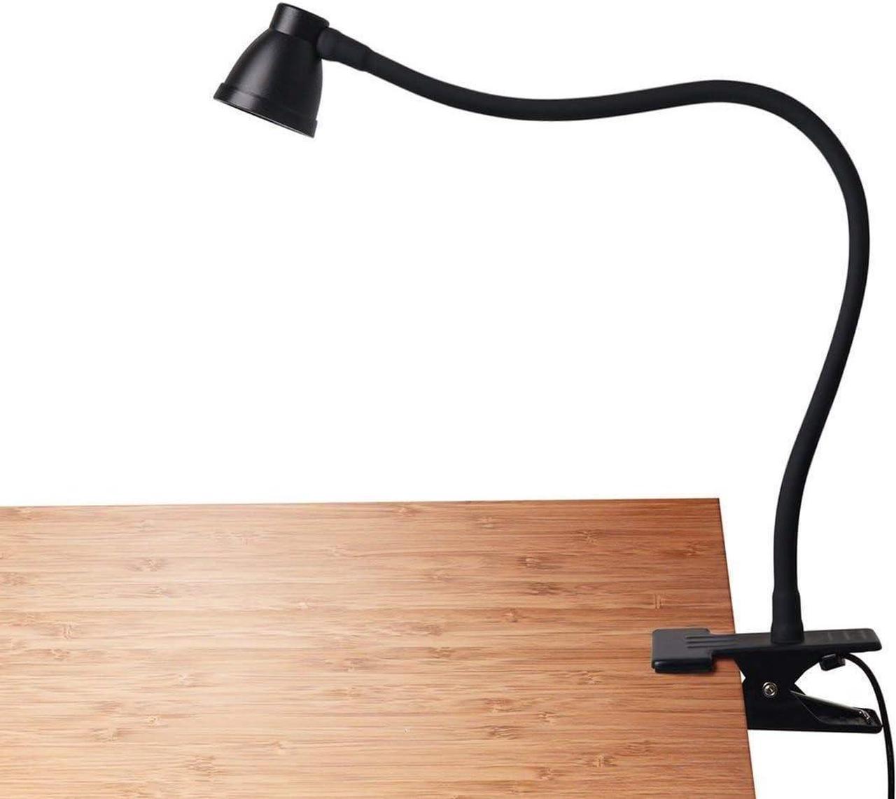 Clamp Desk Lamp, Clip on Reading Light, 3000-6500K Adjustable Color Temperature, 6 Illumination Modes, 10 Led Beads (Black)