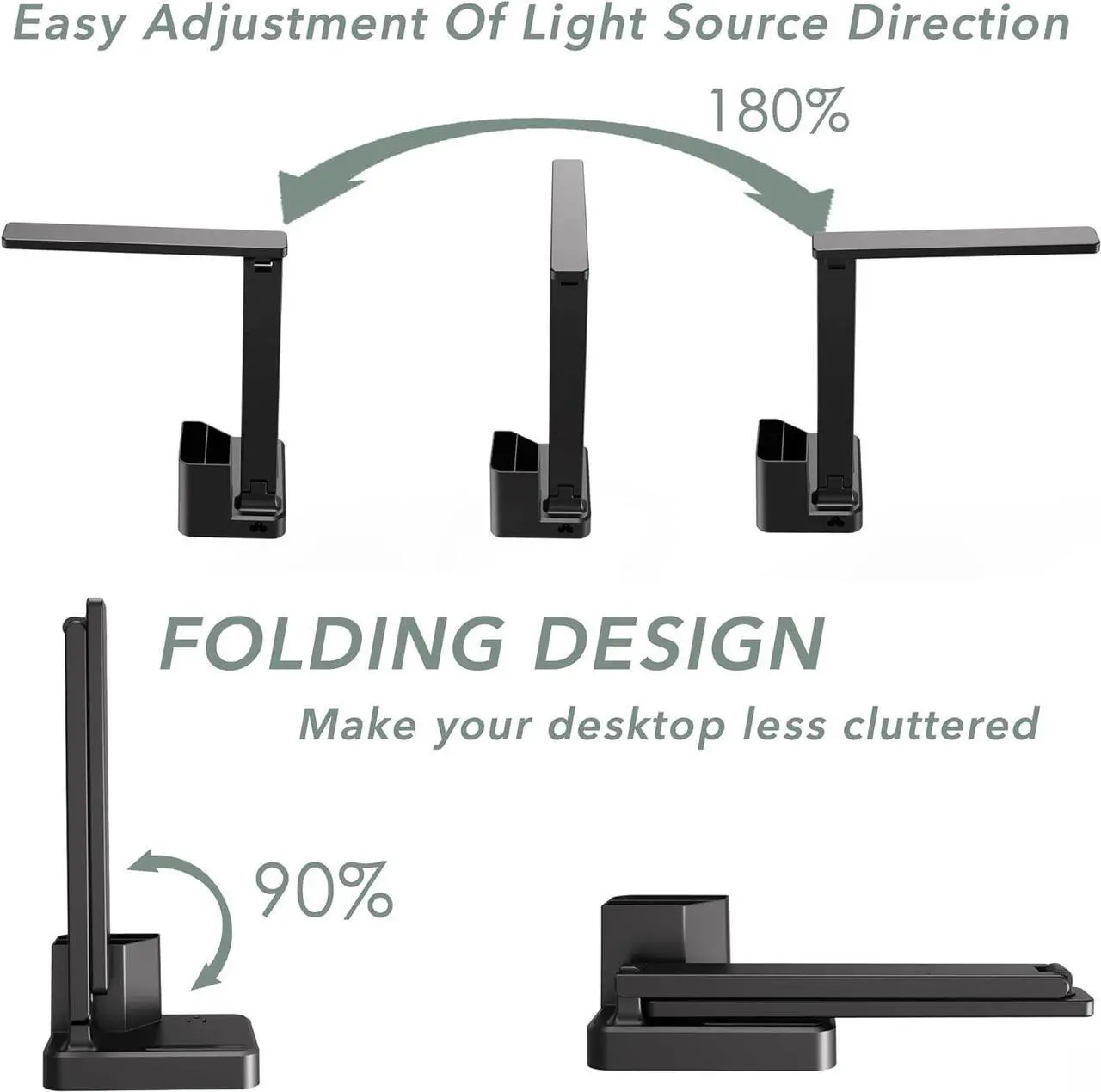 Alt view image 4 of 7 - Desk Lamp,Desk Lamps for Home Office,COZOO LED Desk Lamp with 2 USB Charging Ports,2 Pen Holders,1 Outlet,3 Color 3 Brightness Levels,Touch/Memory/Timer,LED Desk Light Small Desk Lamp Kids Study Lamp