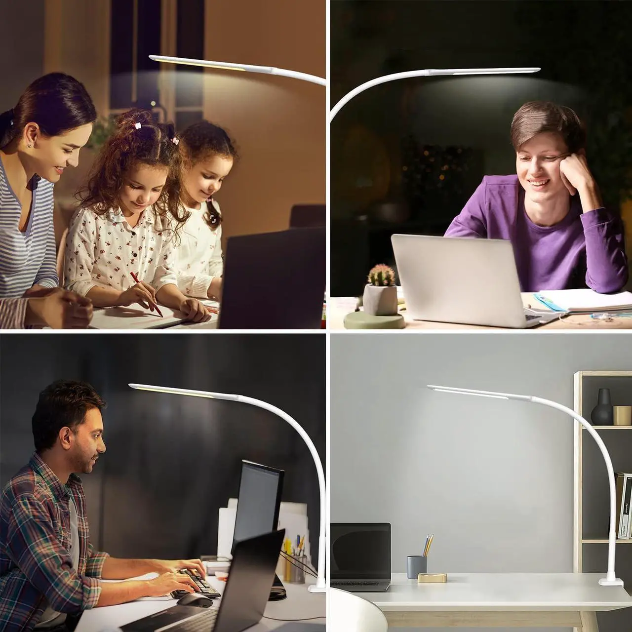 Alt view image 6 of 6 - YOUKOYI LED Desk Lamp with Clamp,Flexible Gooseneck Architect Table Lamp - 5 Brightness Levels & 4 Color Modes, Touch Control, Eye-Care 10W Desk Light for Home/Office/Reading/Work(White)