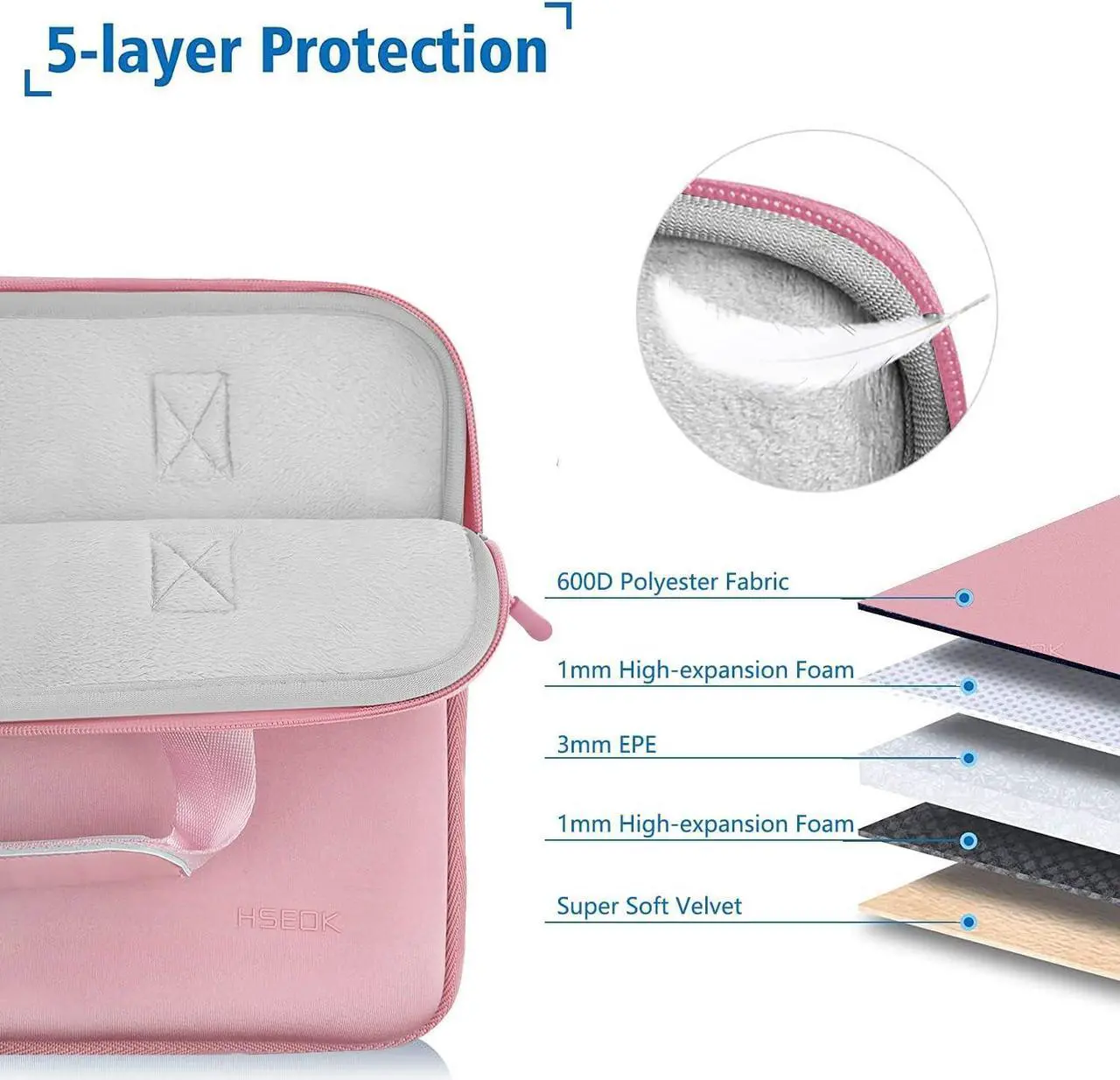 Alt view image 2 of 7 - HSEOK Elastic Laptop Case 12.9 13 inch Sleeve Handbag with Small Case for 13 inch MacBook Air/Pro M2/M1, 12.9" iPad Pro 6th/5th/4th/3rd Gen, XPS13 and More 12.9-13 inch NoteBooks - Pink