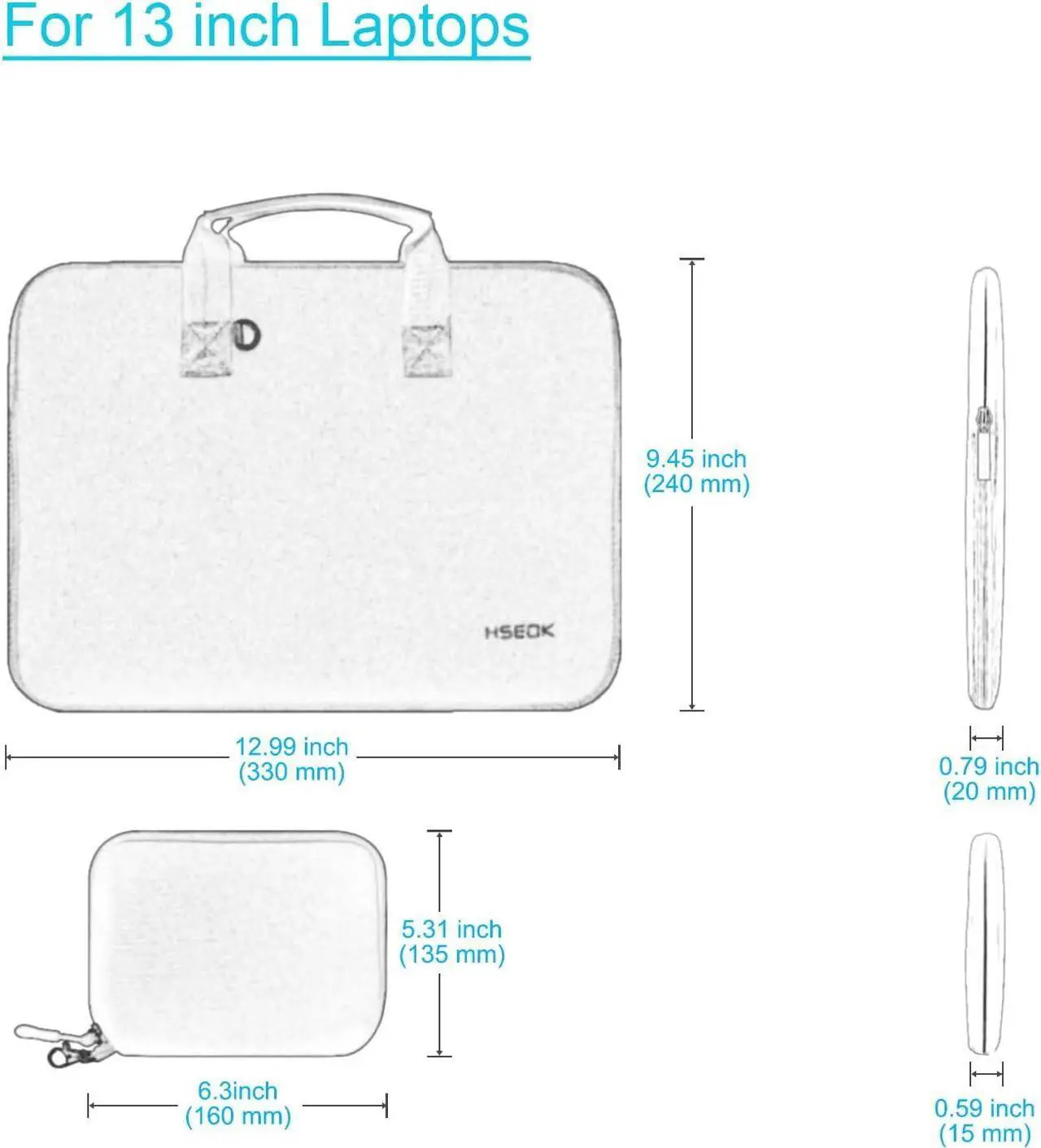 Alt view image 3 of 7 - HSEOK Elastic Laptop Case 12.9 13 inch Sleeve Handbag with Small Case for 13 inch MacBook Air/Pro M2/M1, 12.9" iPad Pro 6th/5th/4th/3rd Gen, XPS13 and More 12.9-13 inch NoteBooks - Pink