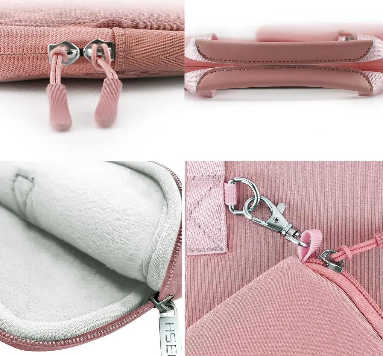 Alt view image 7 of 7 - HSEOK Elastic Laptop Case 12.9 13 inch Sleeve Handbag with Small Case for 13 inch MacBook Air/Pro M2/M1, 12.9" iPad Pro 6th/5th/4th/3rd Gen, XPS13 and More 12.9-13 inch NoteBooks - Pink
