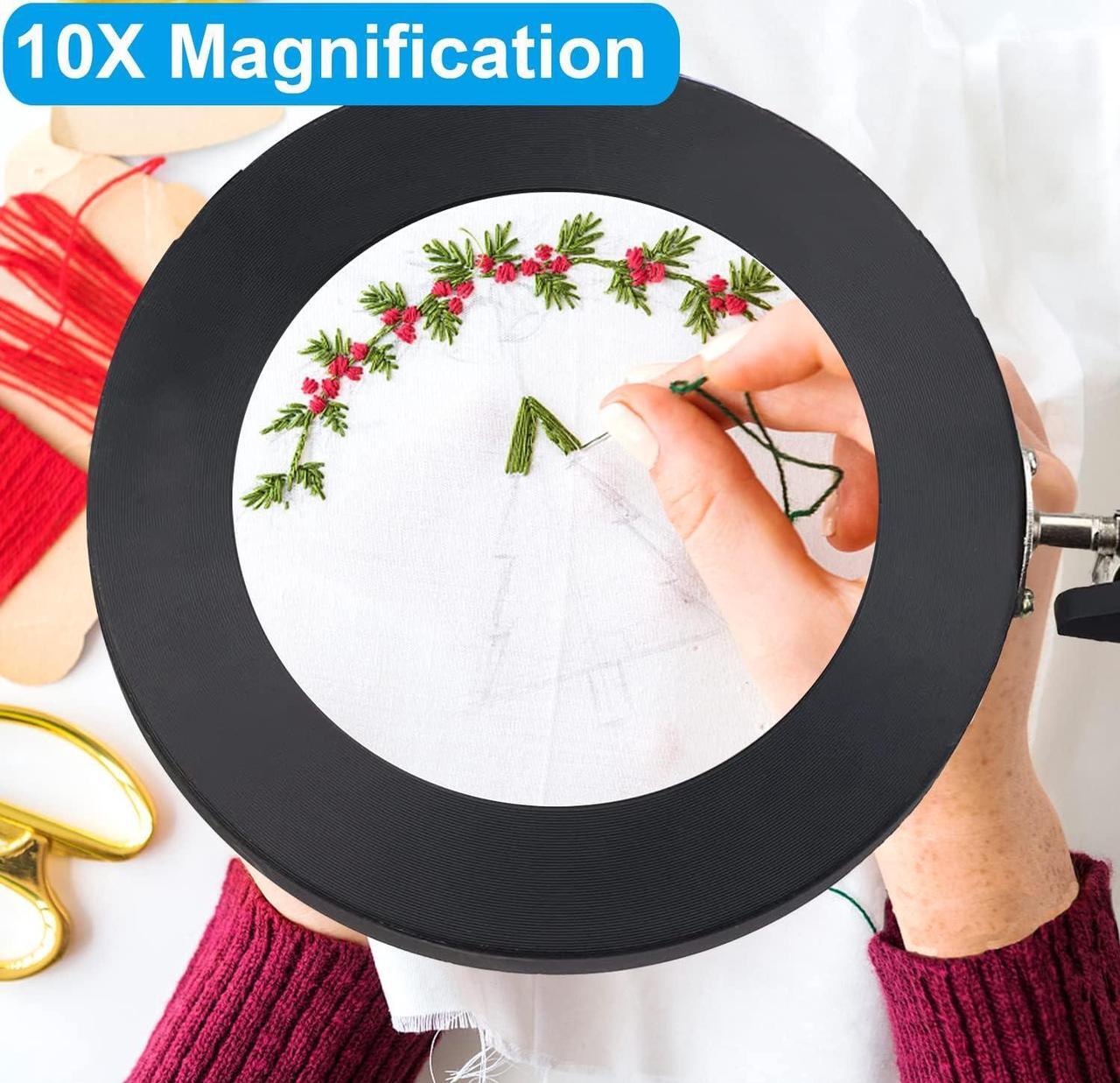 Alt view image 5 of 7 - Magnifying Glass with Light and Stand, 10X Magnifying Lamp with Clamp, 3 Color Modes Stepless Dimmable Desk Lamp, 2-in-1 Adjustable Swing Arm Lighted Magnifier Lamp for Reading, Craft