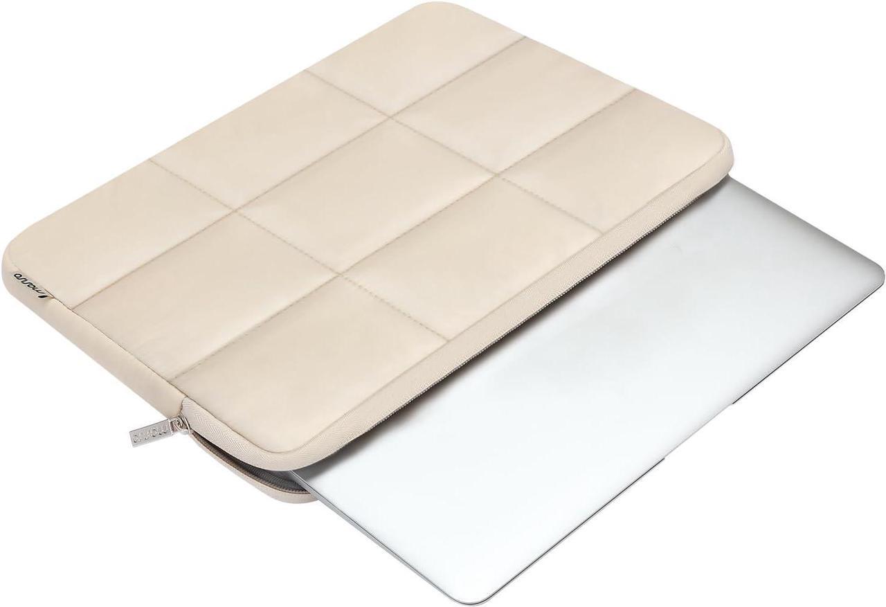 Alt view image 2 of 7 - MOSISO Puffy Laptop Sleeve 13-14 inch, Compatible with MacBook Air/Pro 13.3, HP, Dell, Lenovo, Asus Notebook, Rectangle Quilted Puffer Laptop Carrying Case, Laptop Sleeve Case for Women, Sand