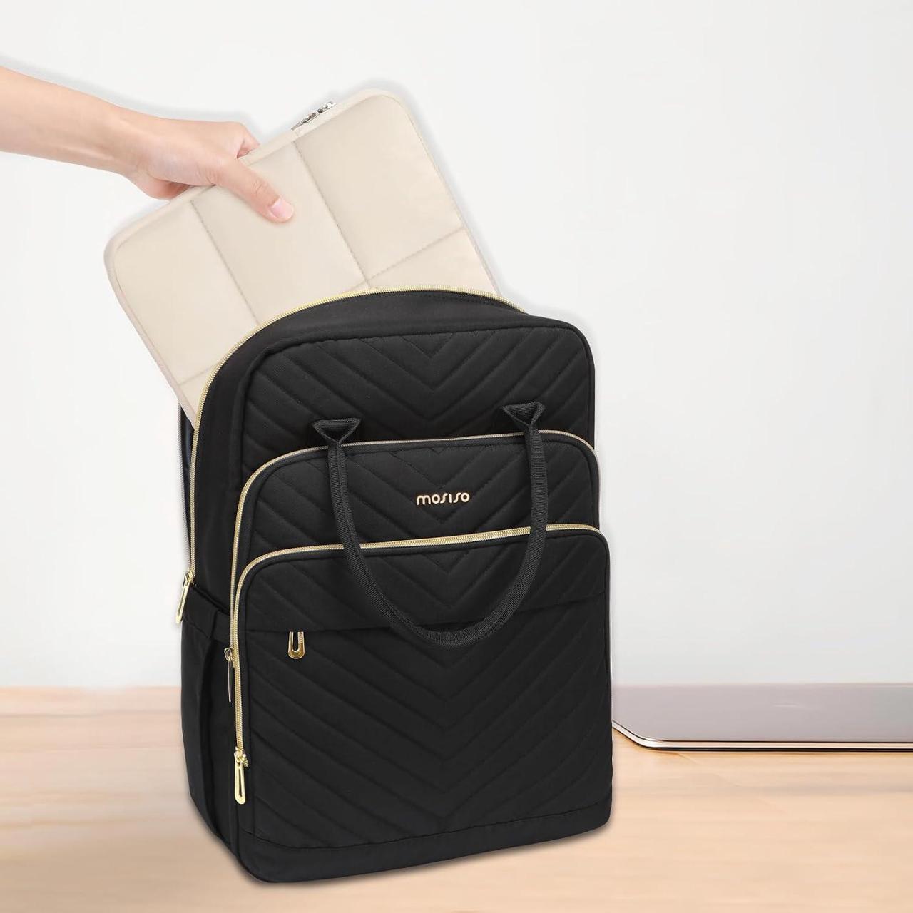 Alt view image 6 of 7 - MOSISO Puffy Laptop Sleeve 13-14 inch, Compatible with MacBook Air/Pro 13.3, HP, Dell, Lenovo, Asus Notebook, Rectangle Quilted Puffer Laptop Carrying Case, Laptop Sleeve Case for Women, Sand