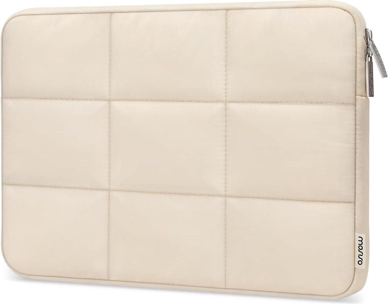 Main image of MOSISO Puffy Laptop Sleeve 13-14 inch, Compatible with MacBook Air/Pro 13.3, HP, Dell, Lenovo, Asus Notebook, Rectangle Quilted Puffer Laptop Carrying Case, Laptop Sleeve Case for Women, Sand