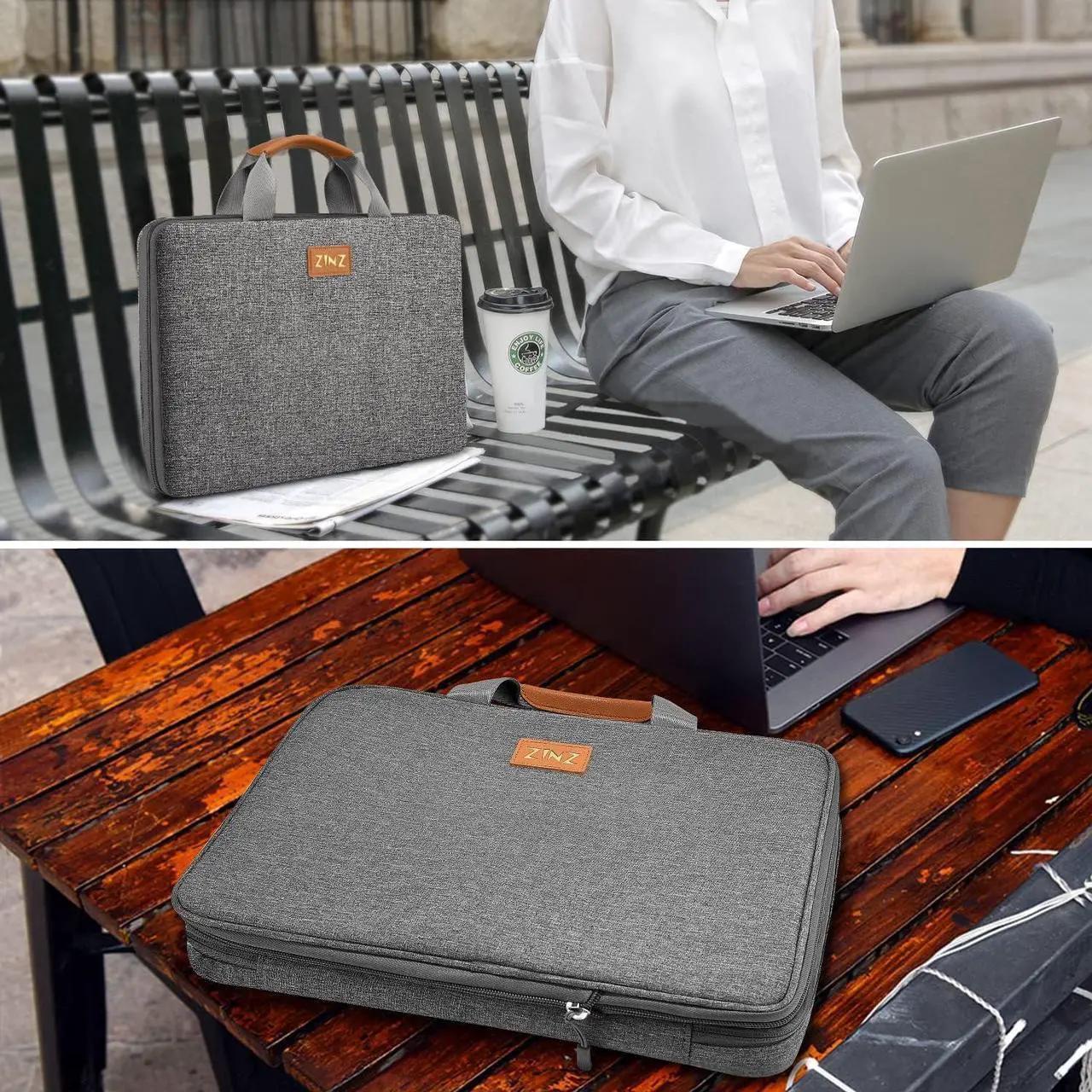 Alt view image 6 of 6 - ZINZ Slim Expandable 13 13.3 13.6 14 Laptop Case Sleeve Compatible with MacBook Air/Pro 13-14 M1 M2 M3 2021-2023 Pro/Max,13.5 Surface Laptop 4/3,D01G01