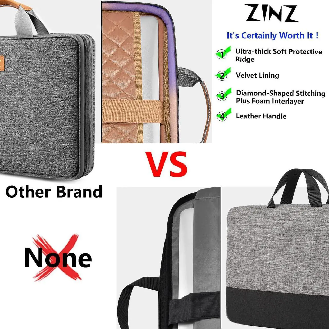 Alt view image 5 of 6 - ZINZ Slim Expandable 13 13.3 13.6 14 Laptop Case Sleeve Compatible with MacBook Air/Pro 13-14 M1 M2 M3 2021-2023 Pro/Max,13.5 Surface Laptop 4/3,D01G01