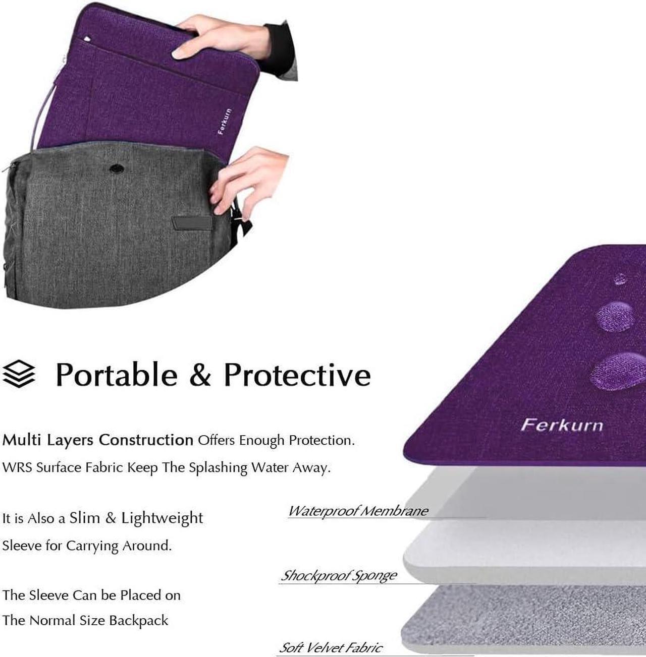 Alt view image 3 of 7 - Ferkurn 14 inch Laptop Sleeve Laptop Case Compatible with MacBook Pro 14 inch Sleeve Case 2021, Notebook Asus Laptop Acer Chromebook 13.9 inch Wateproof Computer Carrying Sleeve with Handle