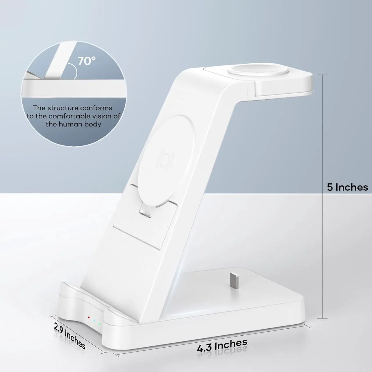 Alt view image 5 of 7 - 3 in 1 Charging Station for Apple Products - Wireless Charging Station for Multiple Devices, Phone and Watch Charger Dock with Stand for iPhone 14/13/12/11 Pro Max/XR/ 8 Plus and Airpods iWatch, White