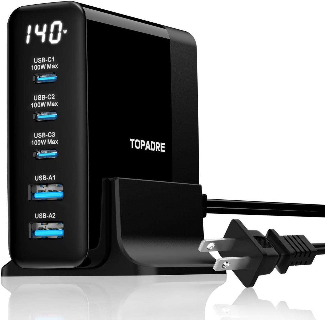 Main image of 140W USB C Charging Station with Display, 5-Port GaN USB C Charger Block, Max 100W USB Hub Laptop Charger Compatible with MacBook Pro/Air,iPhone 15/14/13/Mini/Pro/Pro Max/ Galaxy Note