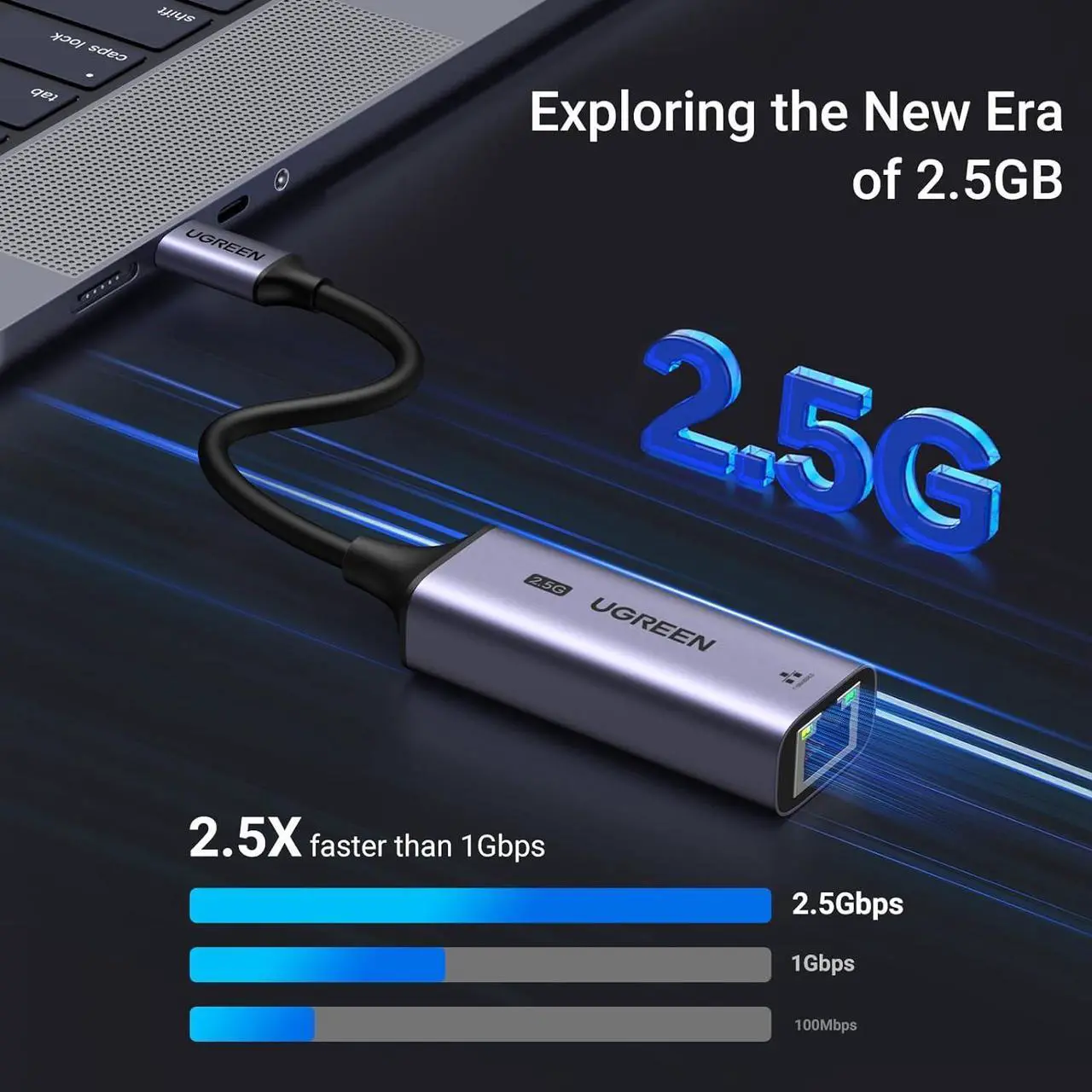 Alt view image 2 of 7 - UGREEN USB C to Ethernet Adapter 2.5G, Ethernet Adapter for Laptop, Aluminum, Type C (Thunderbolt 4/3) to Rj45 Network Internet LAN Adapter, Compatible for NAS, MacBook Air/Pro, XPS, iPhone 15 Pro/Max