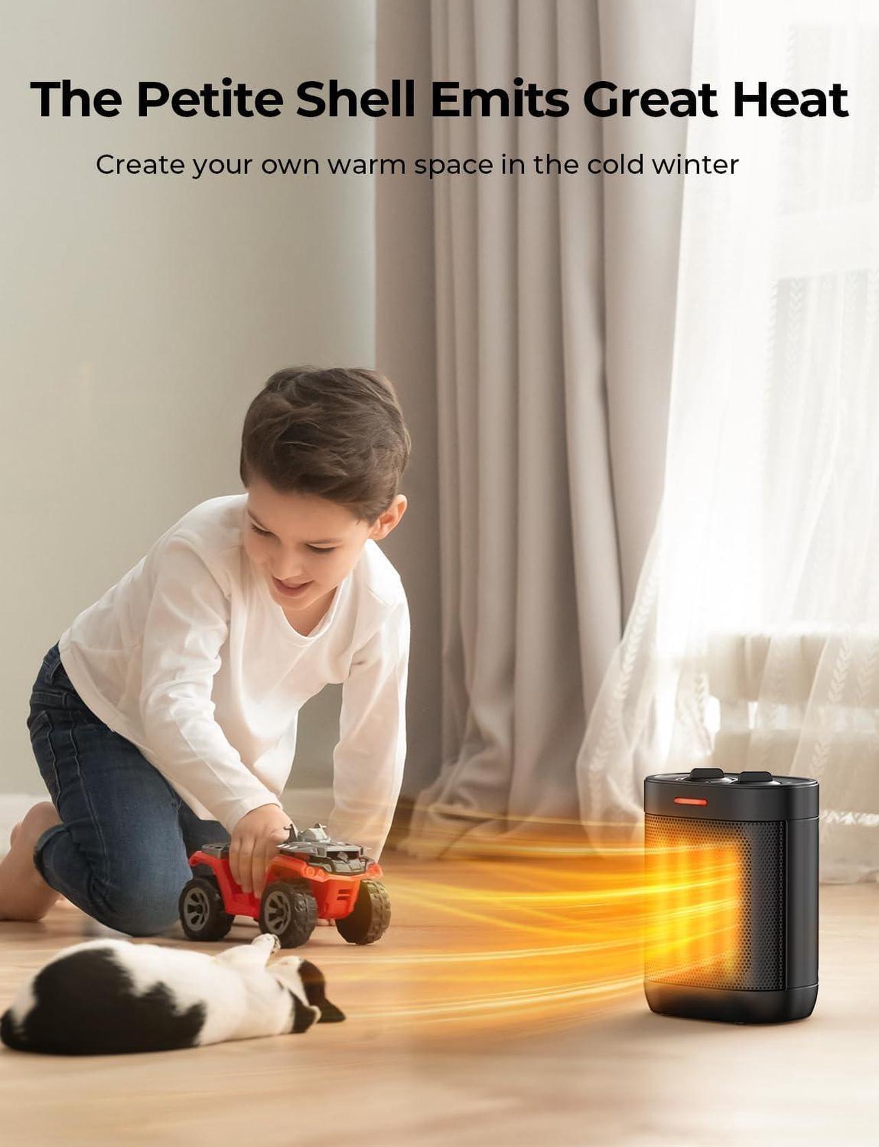 Alt view image 6 of 7 - 1000W PTC Ceramic Small Space Heaters with Overheating & Tip-Over Protection, Portable Electric Mini Heater Fast Quiet Heating for Office Bedroom Desk