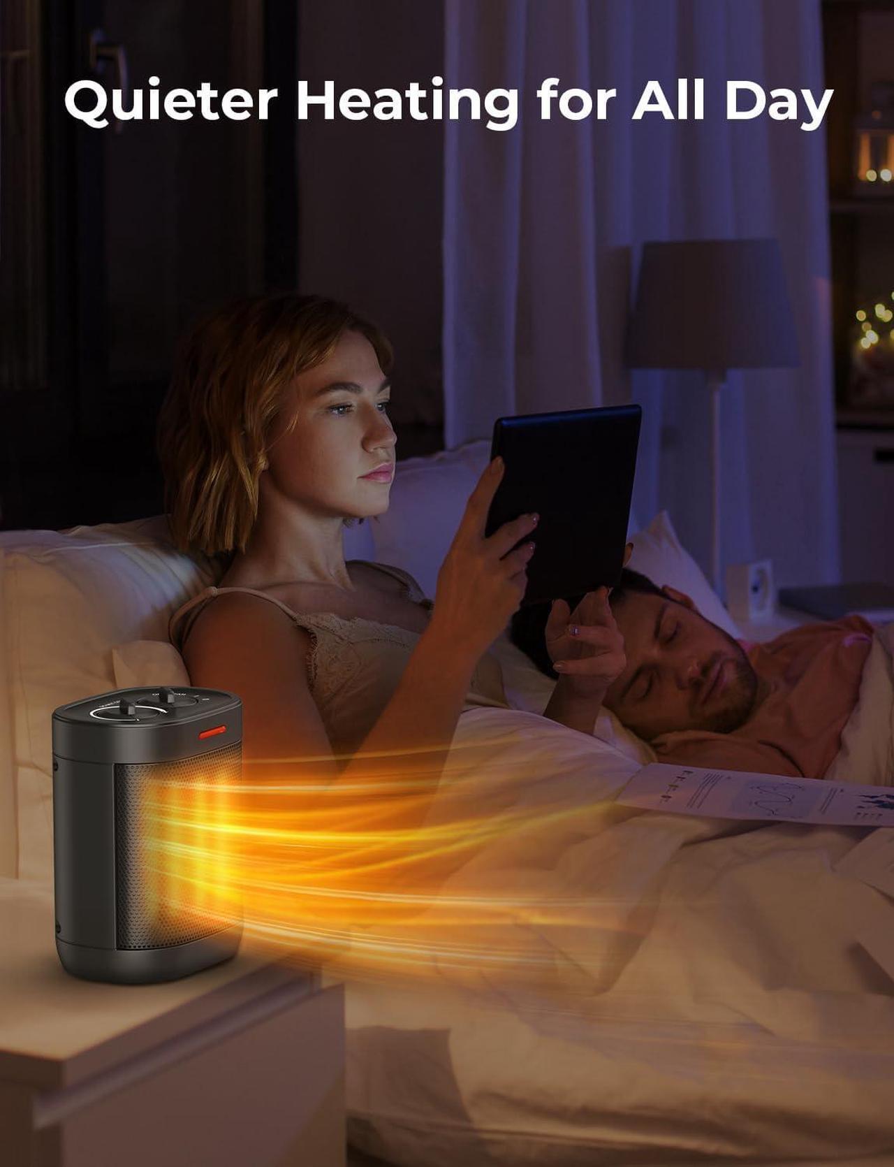 Alt view image 7 of 7 - 1000W PTC Ceramic Small Space Heaters with Overheating & Tip-Over Protection, Portable Electric Mini Heater Fast Quiet Heating for Office Bedroom Desk