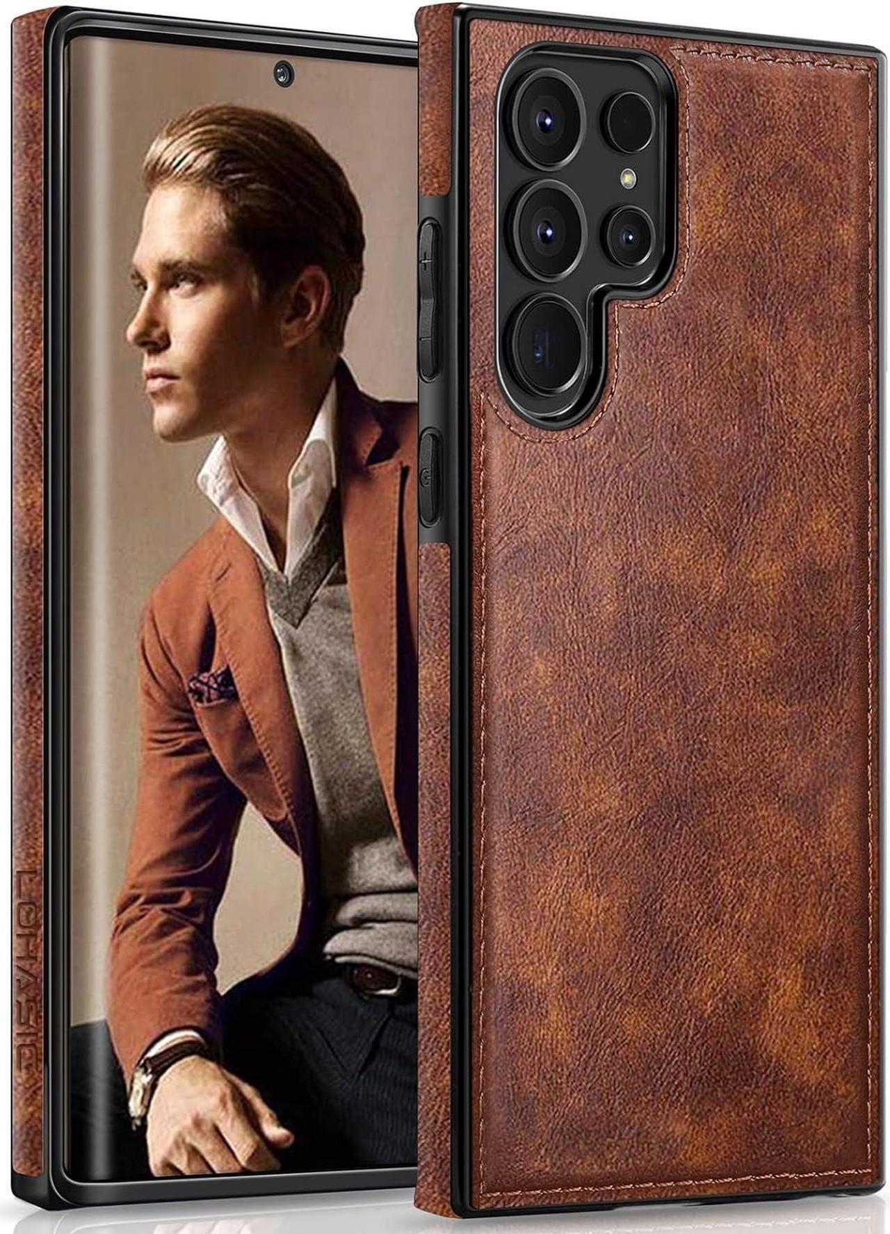 Main image of LOHASIC for Galaxy S23 Ultra Case, Premium Leather Luxury Business PU Non-Slip Grip Shockproof Bumper Full Body Protective Cover Phone Cases for Samsung Galaxy S23 Ultra 5G 6.8 inch - Brown
