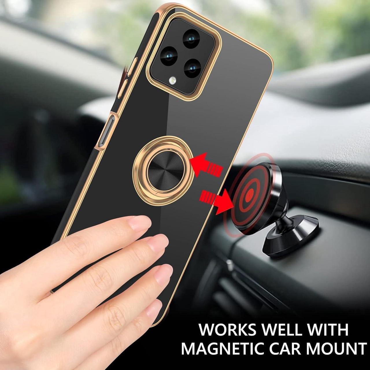 Alt view image 5 of 7 - GUAGUA Compatible with T-Mobile REVVL 6/6X 5G Case 2022 with 360° Ring Holder Kickstand Magnetic Car Mount Supported Slim Soft TPU Shockproof Protective Edge Plating Case for REVVL 6/6x 5G, Black