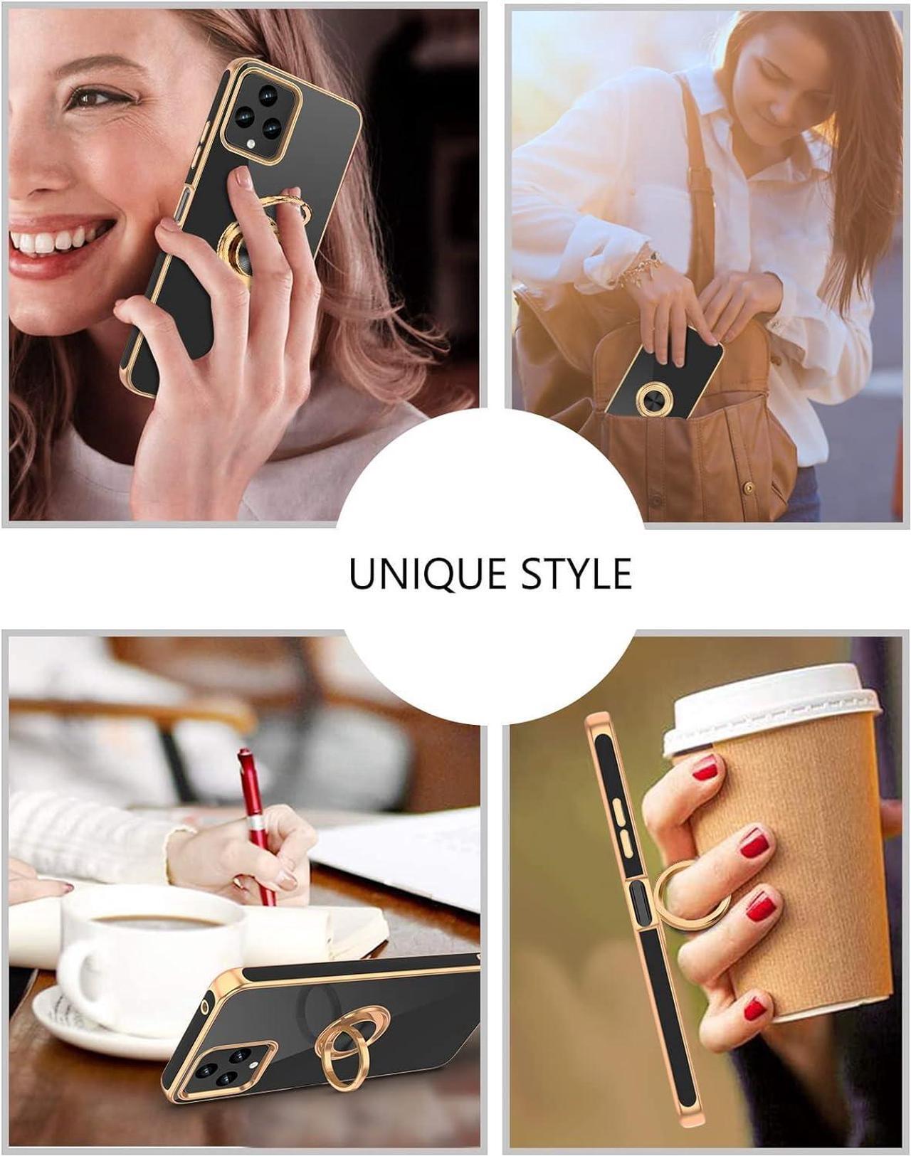 Alt view image 7 of 7 - GUAGUA Compatible with T-Mobile REVVL 6/6X 5G Case 2022 with 360° Ring Holder Kickstand Magnetic Car Mount Supported Slim Soft TPU Shockproof Protective Edge Plating Case for REVVL 6/6x 5G, Black