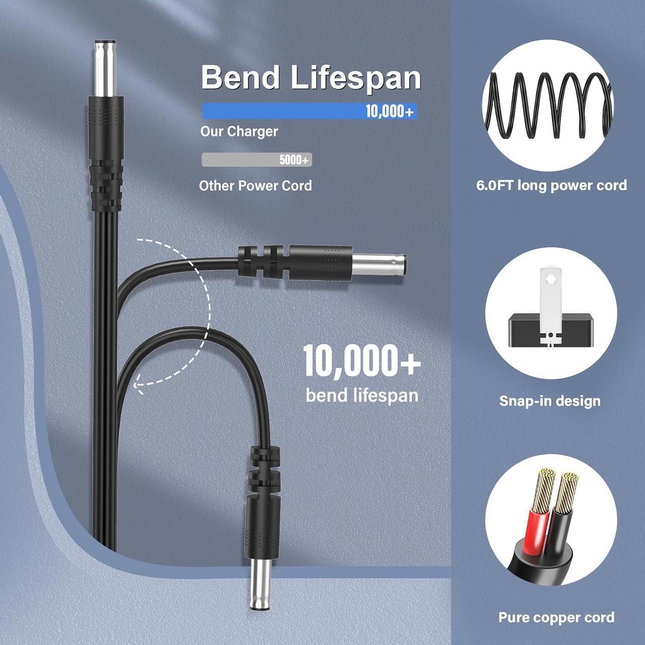 Alt view image 6 of 7 - 9V 1A 0.8A 0.5A Charger 9.0V 1.0A AC Adapter 9W Switching Power Supply DC 9V 1000mA 800mA 600mA 500mA 300mA Adaptor Regulated Transformer Cord with 10 Interchangeable Jacks Plug UL Listed