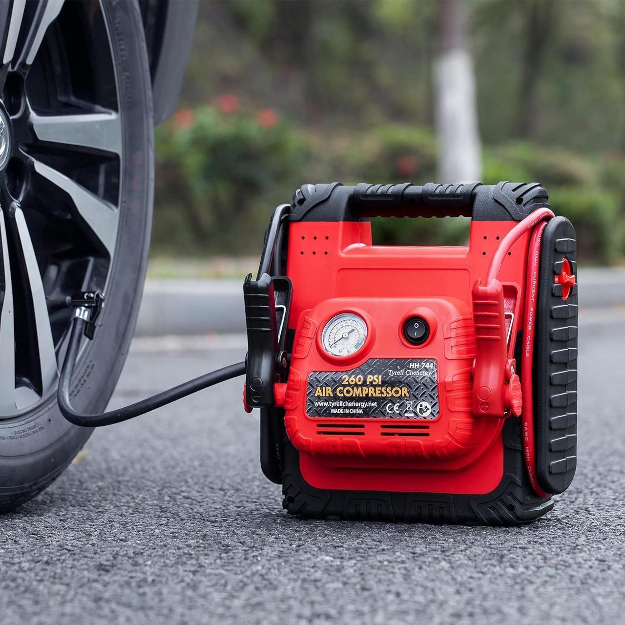 Alt view image 4 of 7 - 1200 Peak/600 Instant Amps Car Jump Starter (Up to 6L Gas or 6L Diesel Engine), Jump Boxes for Vehicles,Comes with 260 PSI Air Compressor, 2.1A USB Ports, Jump Box,Battery Clamps