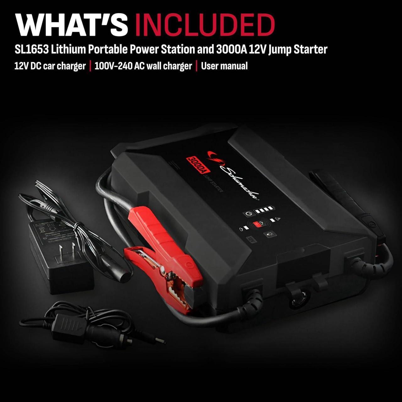 Alt view image 4 of 6 - SL1653 Lithium Portable Power Station and Jump Starter for Car, Motorcycle, Truck, and Boat Batteries, 3000 Amps, 12 Volt, Black, 1 Unit