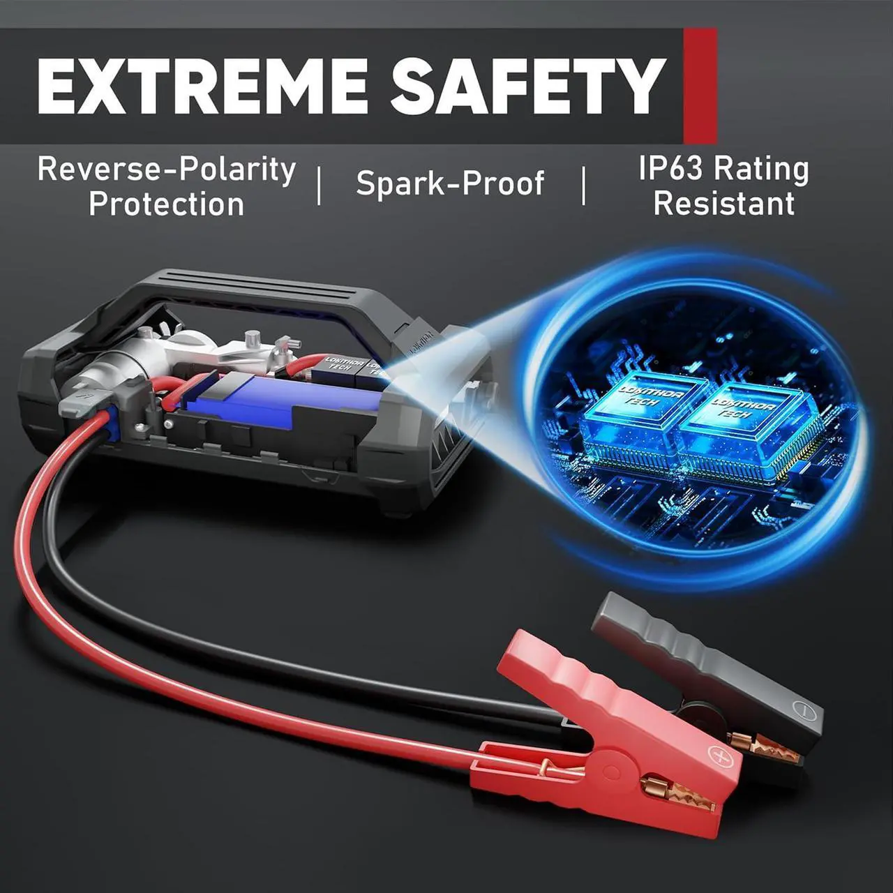 Alt view image 4 of 7 - JA300 Jump Starter with Air Compressor, 1500Amp 12V Portable Car Battery Booster Pack for Upto 7.0L Gas or 4.5L Diesel, 150 PSI Tire Inflator with Digital Screen, 24 Months Ultra-Long Standby