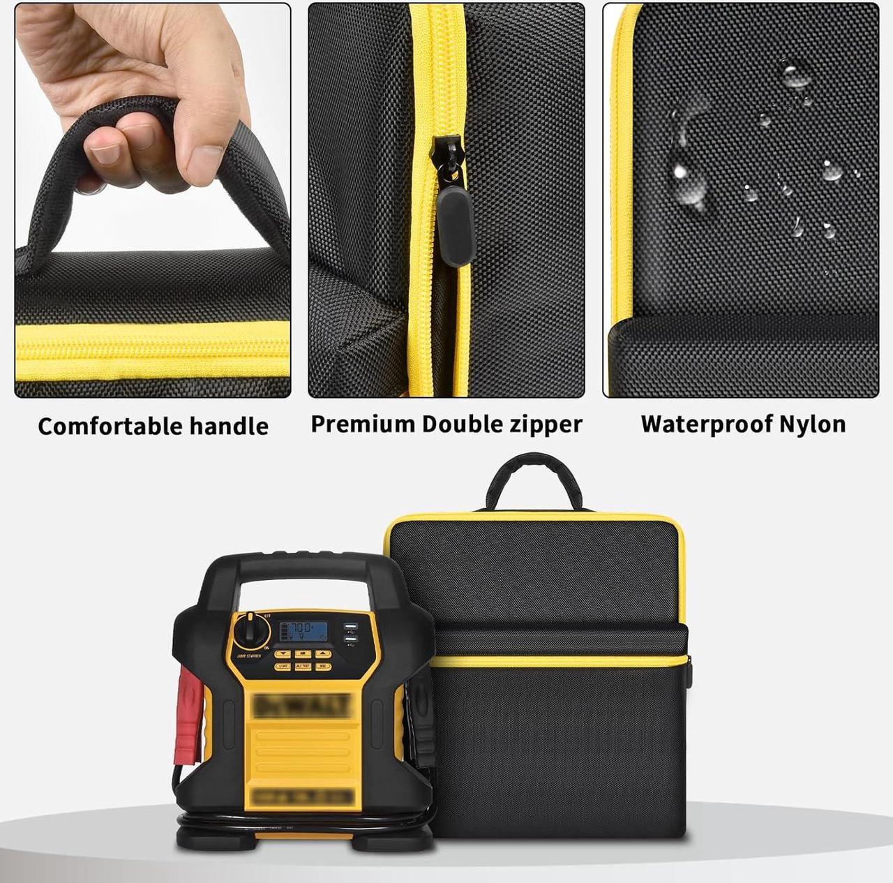 Alt view image 3 of 7 - Car Battery Jump Starter Bag Compatible with DEWALT DXAEJ14 Digital Portable Power Station Air Compressor. Portable Battery Charger Carrying Holder for Power Inverter, Charging Cord (Case Only)