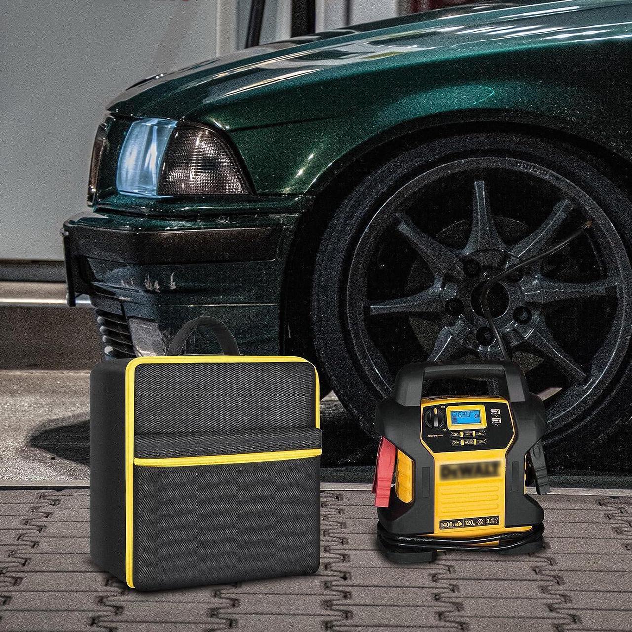 Alt view image 6 of 7 - Car Battery Jump Starter Bag Compatible with DEWALT DXAEJ14 Digital Portable Power Station Air Compressor. Portable Battery Charger Carrying Holder for Power Inverter, Charging Cord (Case Only)