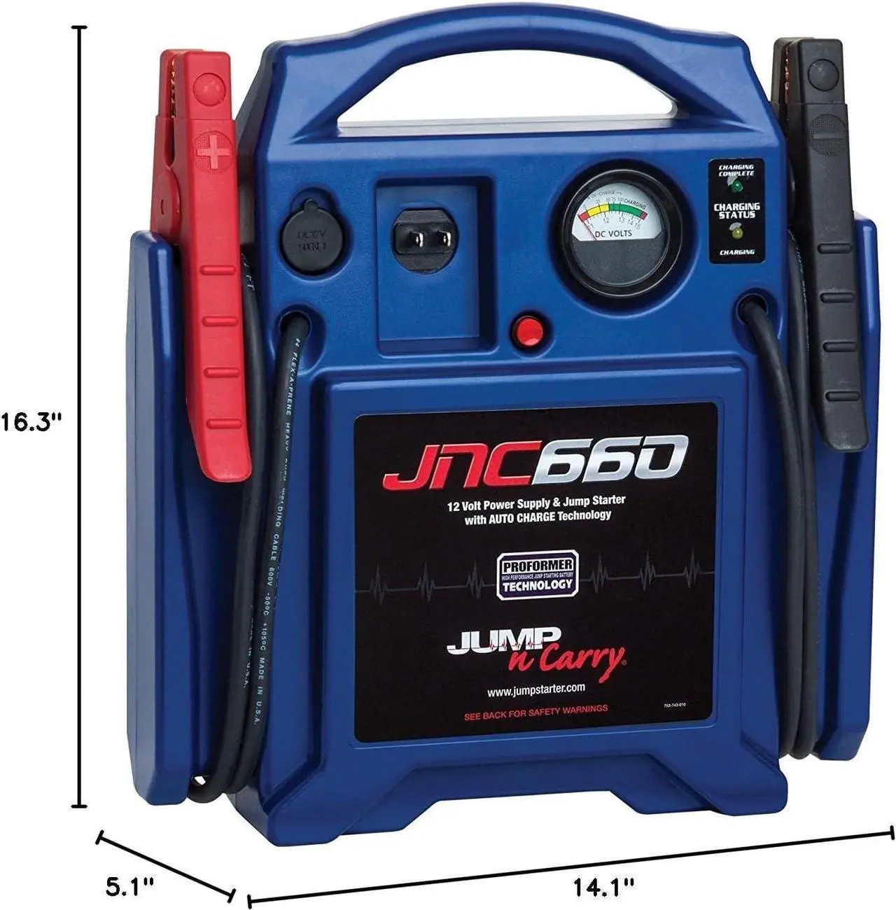 Alt view image 7 of 7 - Clore Automotive Jump-N-Carry JNC660 1700 Peak Amp 12 Volt Jump Starter , Blue