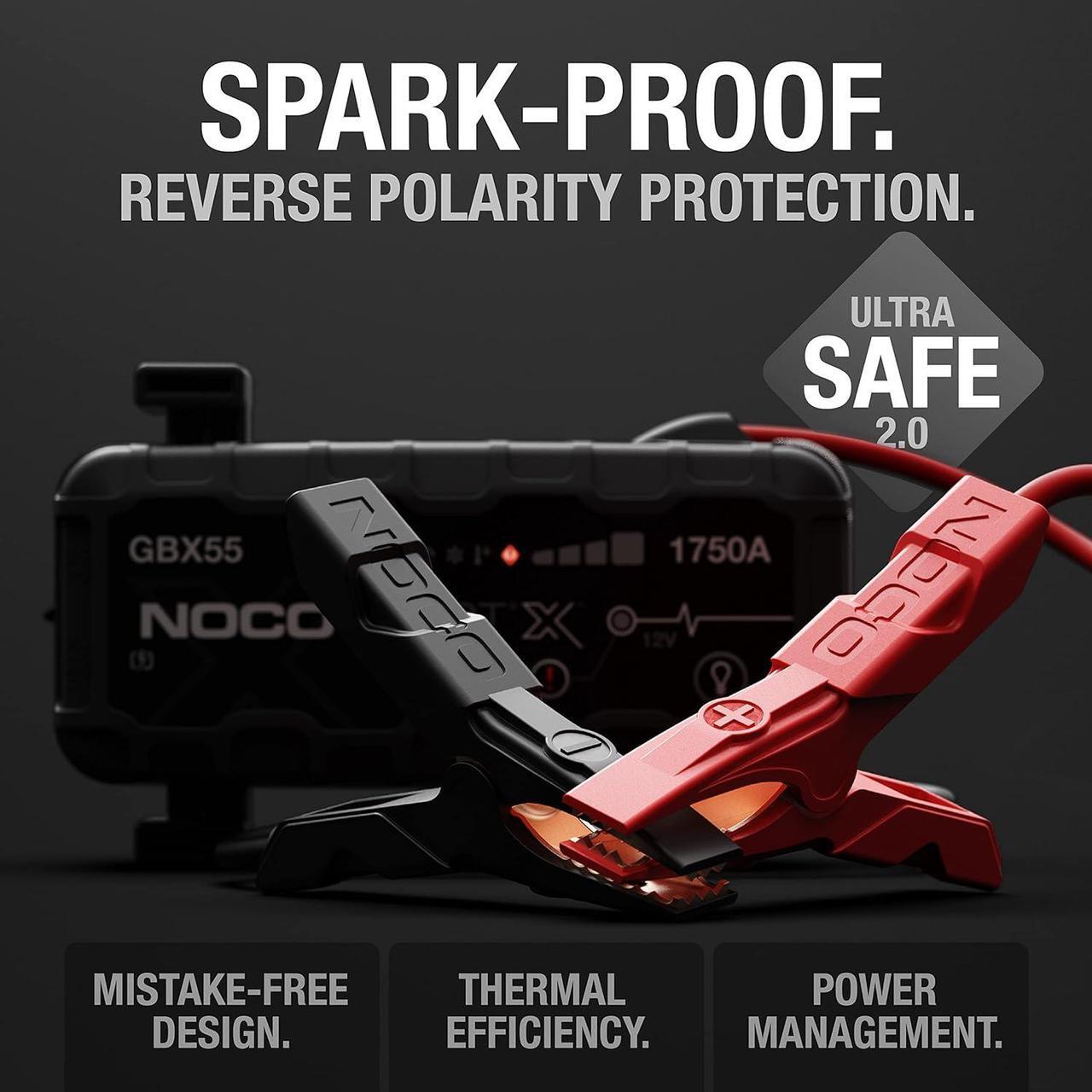 Alt view image 4 of 7 - NOCO Boost X GBX55 1750A 12V UltraSafe Portable Lithium Jump Starter, Car Battery Booster Pack, USB-C Powerbank Charger, and Jumper Cables for up to 7.5-Liter Gas and 5.0-Liter Diesel Engines